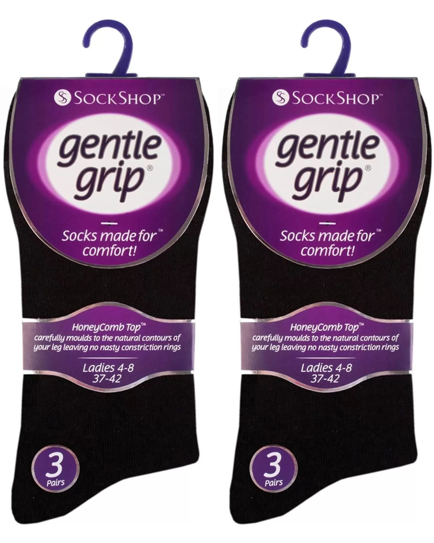 SockShop Socks | 6 Pairs Womens Gentle Grip Socks - Black