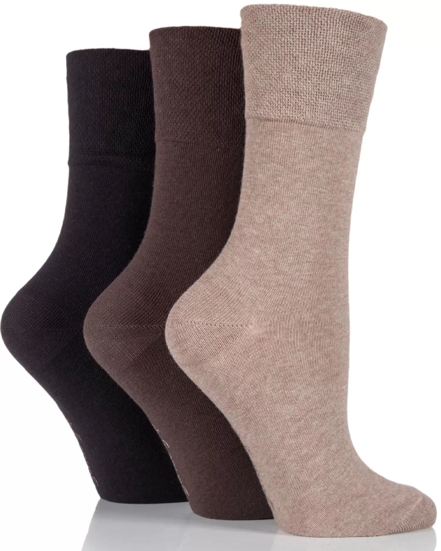 SockShop Socks | 6 Pairs Womens Gentle Grip Socks - Brown