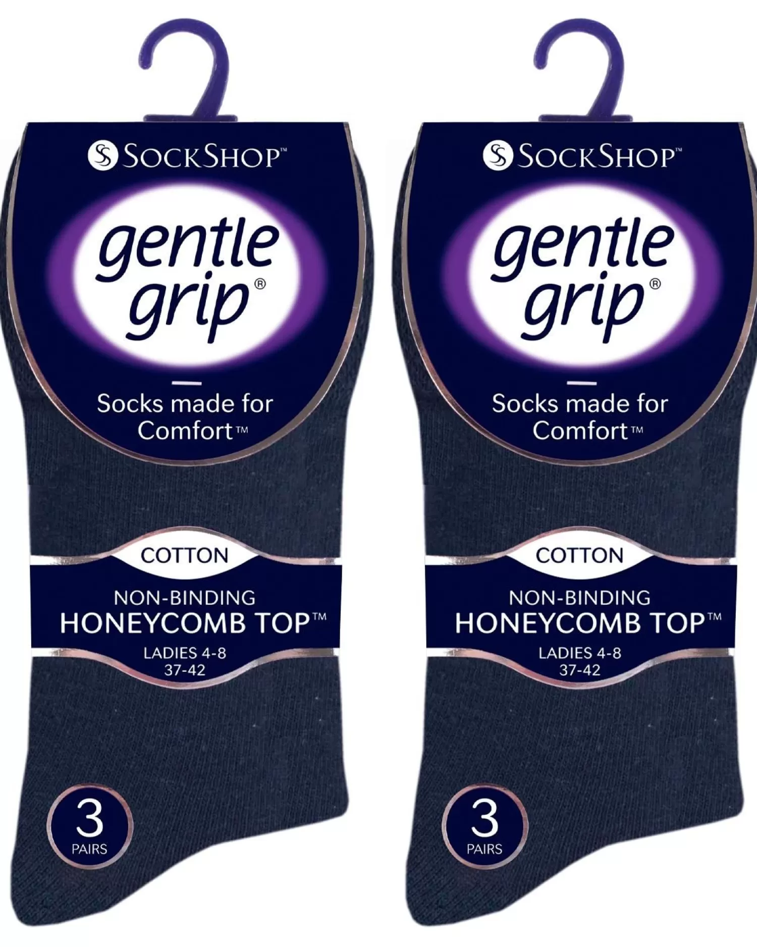 SockShop Socks | 6 Pairs Womens Gentle Grip Socks - Navy