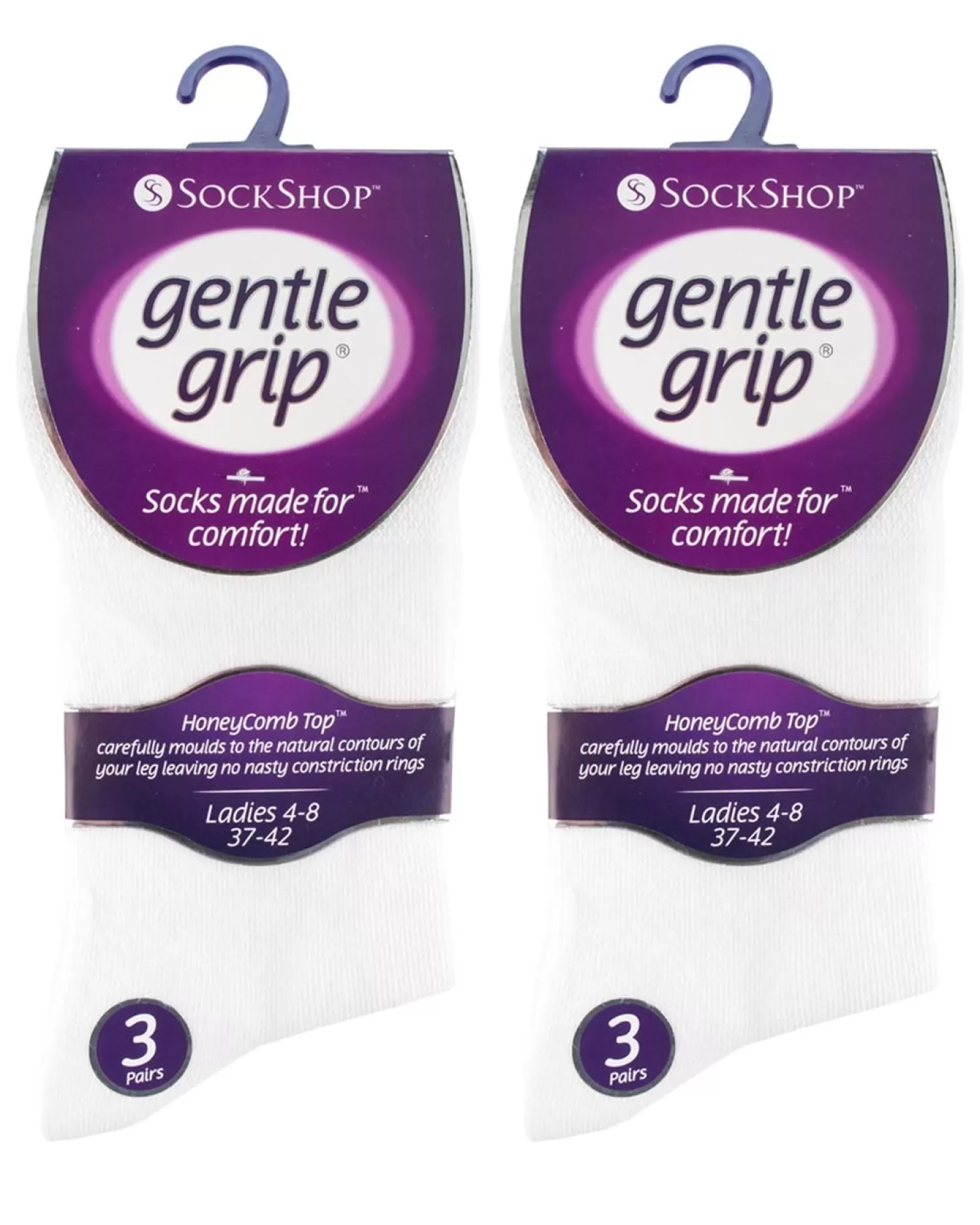 SockShop Socks | 6 Pairs Womens Gentle Grip Socks - White