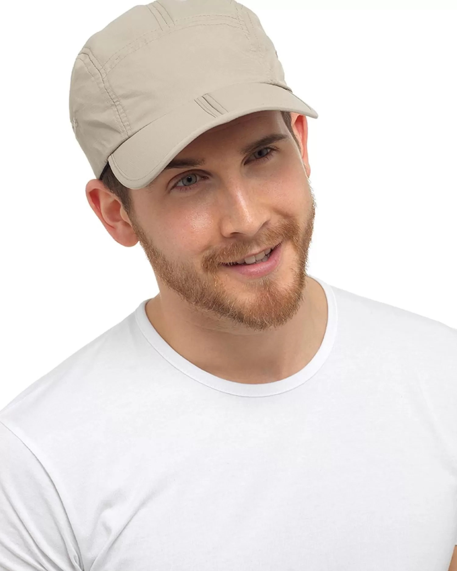 Men Tom Franks Baseball Cap With Folding Peak - Beige