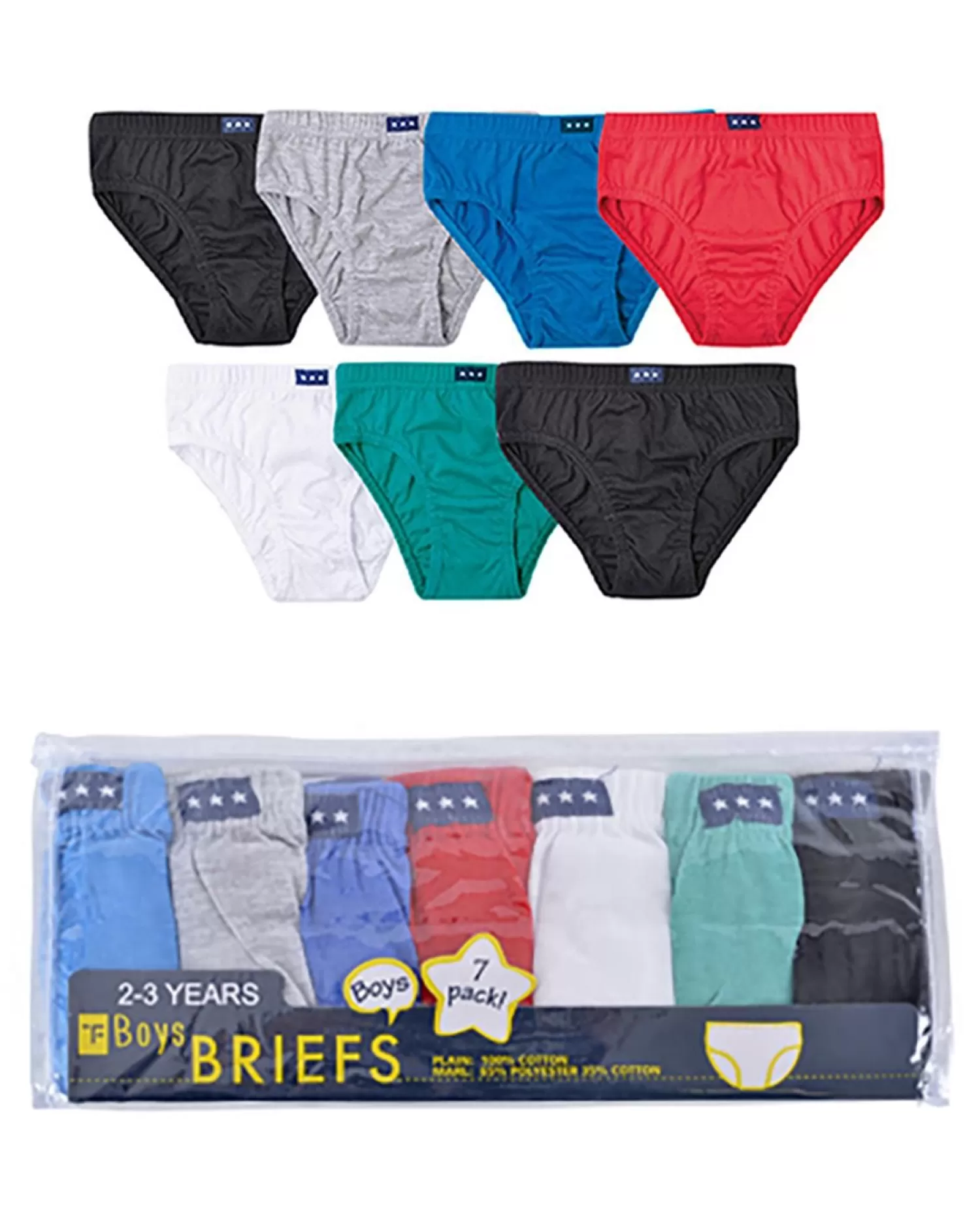 Kids Tom Franks Boys 7 Pack Assorted Briefs