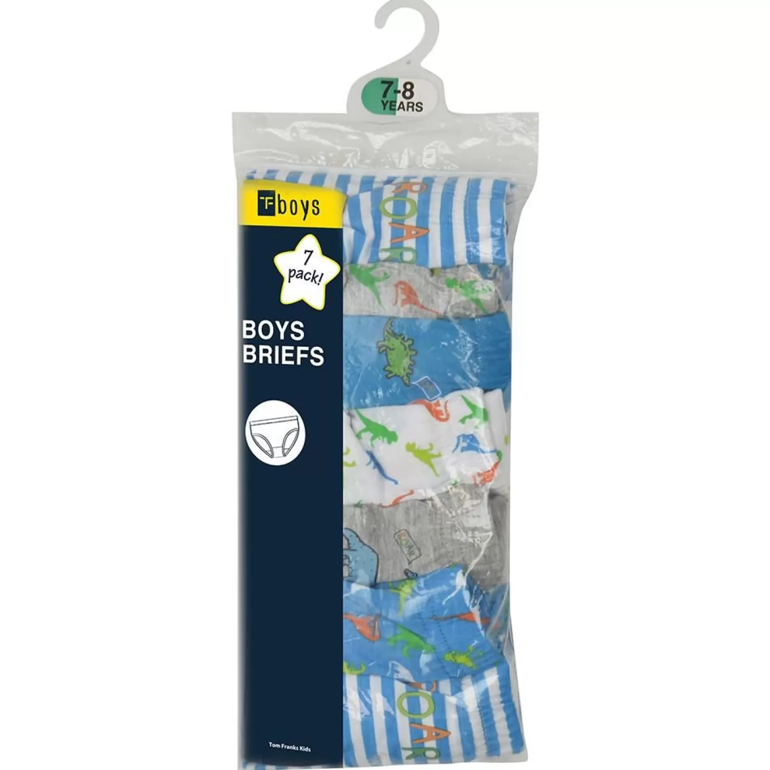 Kids Tom Franks Boys 7 Pack Dinosaur Briefs