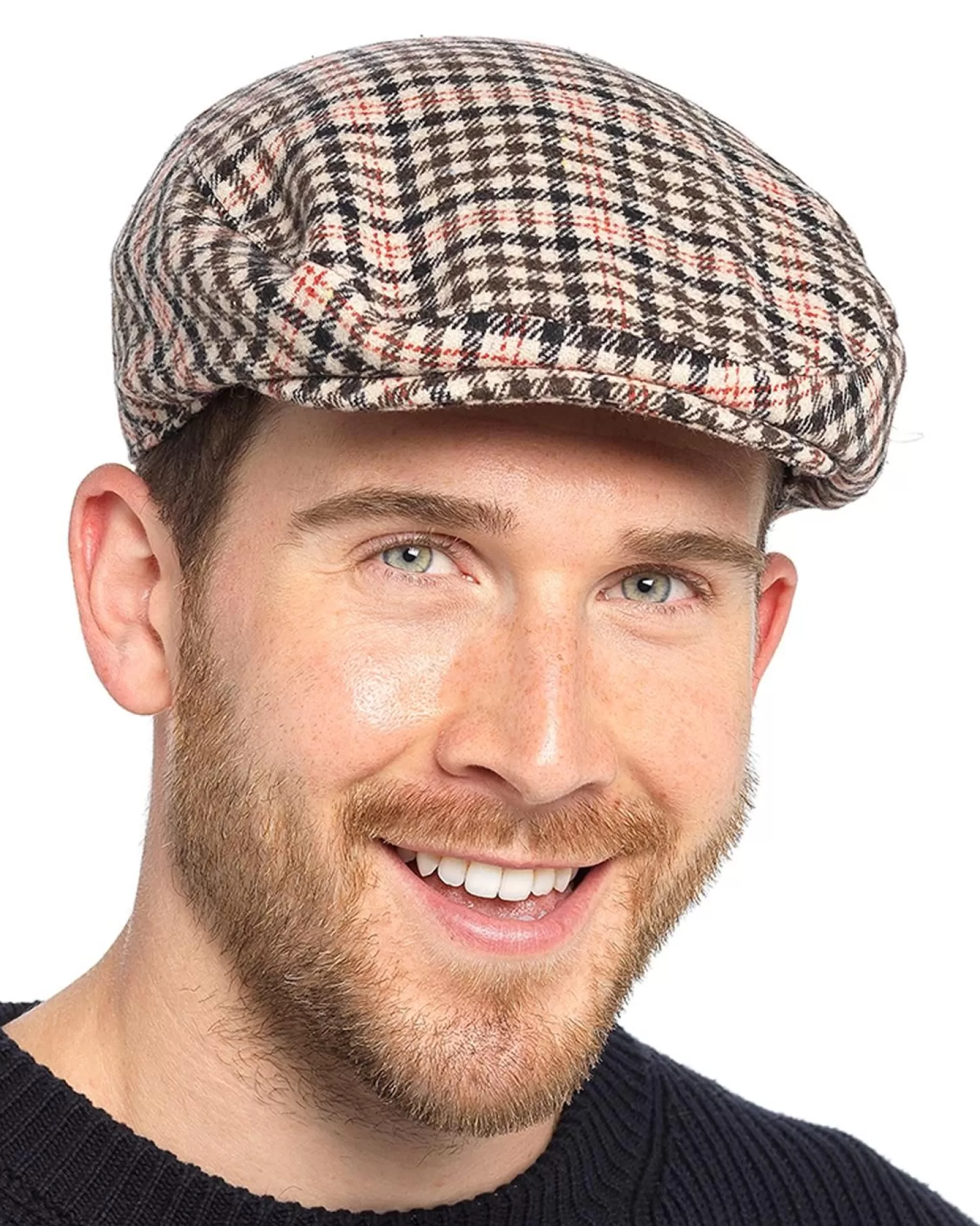 Men Tom Franks Check Flat Cap - Beige