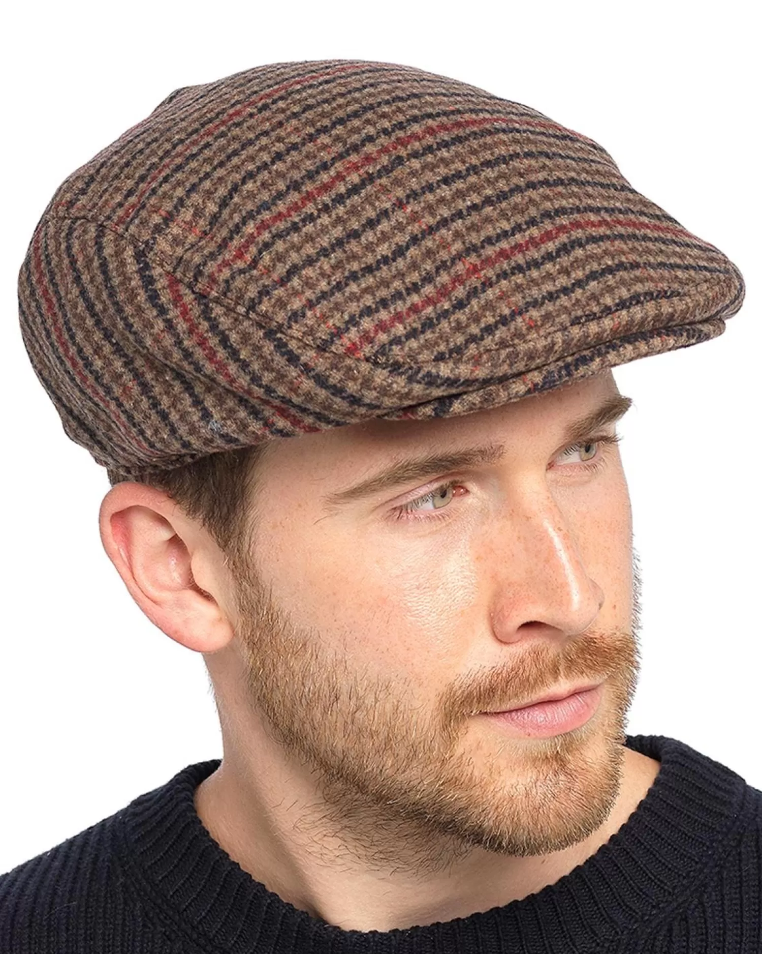 Men Tom Franks Check Flat Cap - Brown