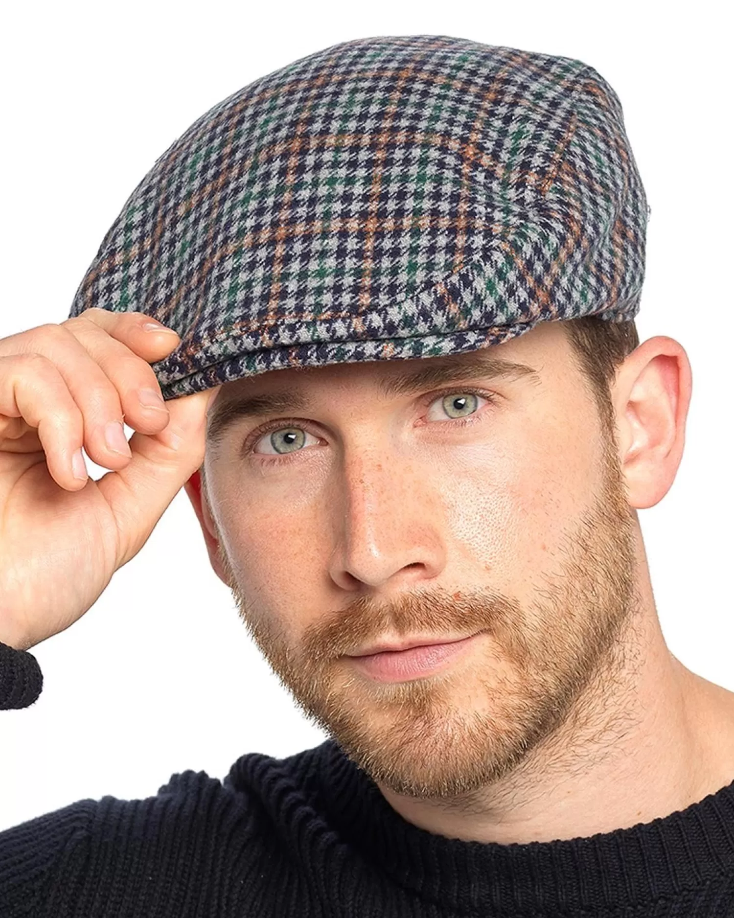 Men Tom Franks Check Flat Cap - Grey