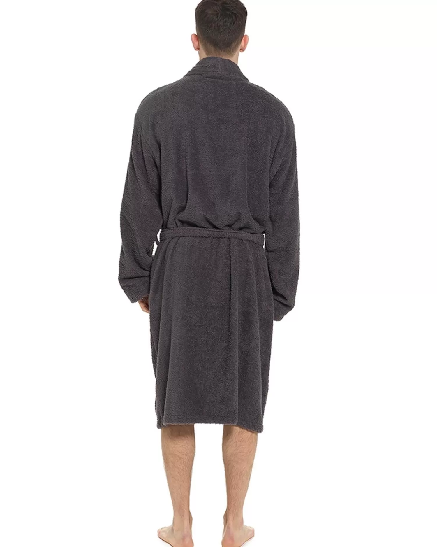 Men Tom Franks Cotton Towelling Bathrobe - Grey