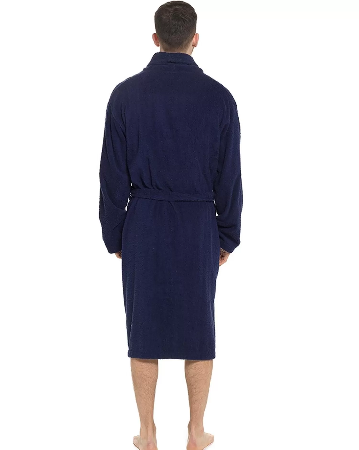 Men Tom Franks Cotton Towelling Bathrobe - Navy