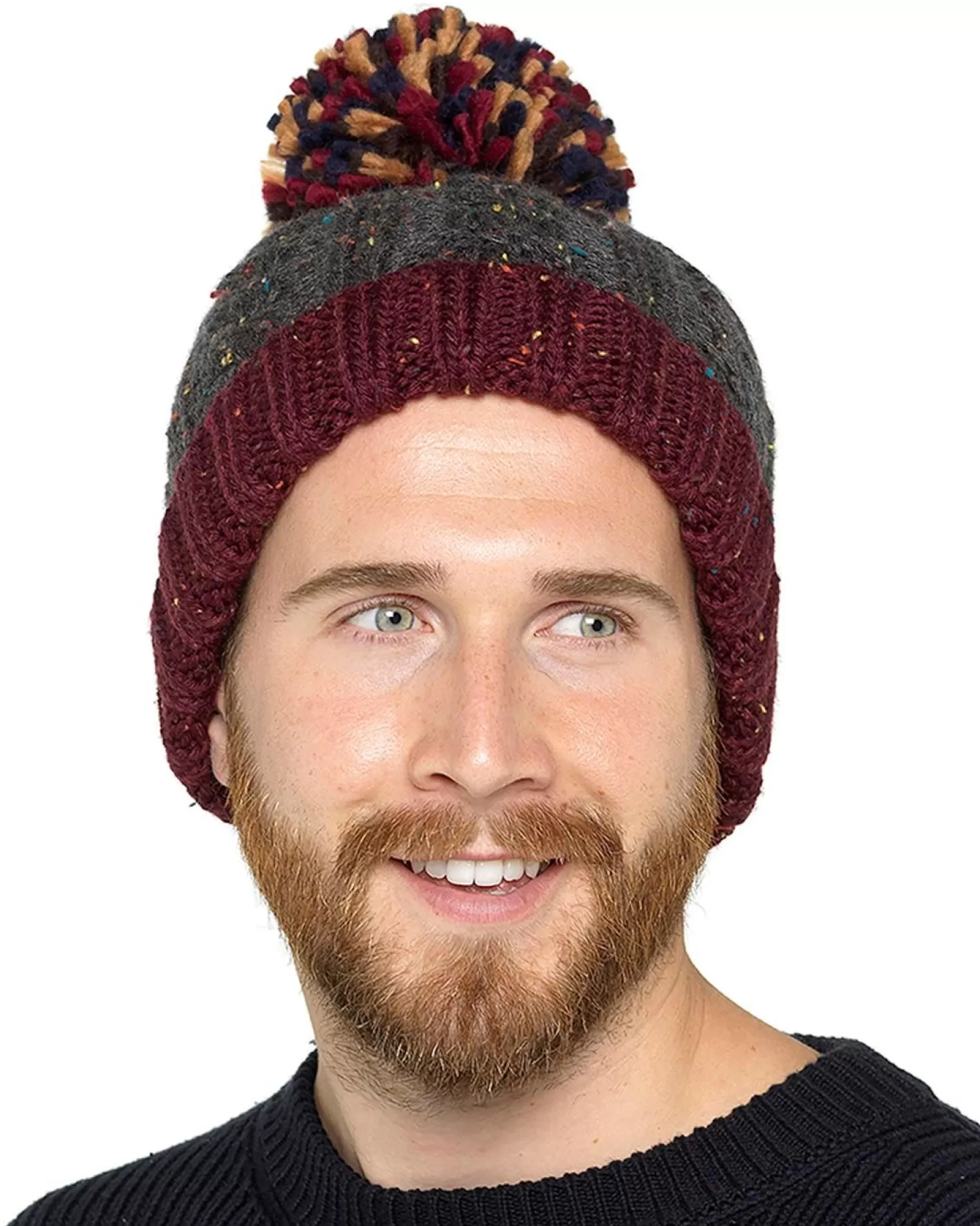 Men Tom Franks Fleece Lined Bobble Hat - Burgundy