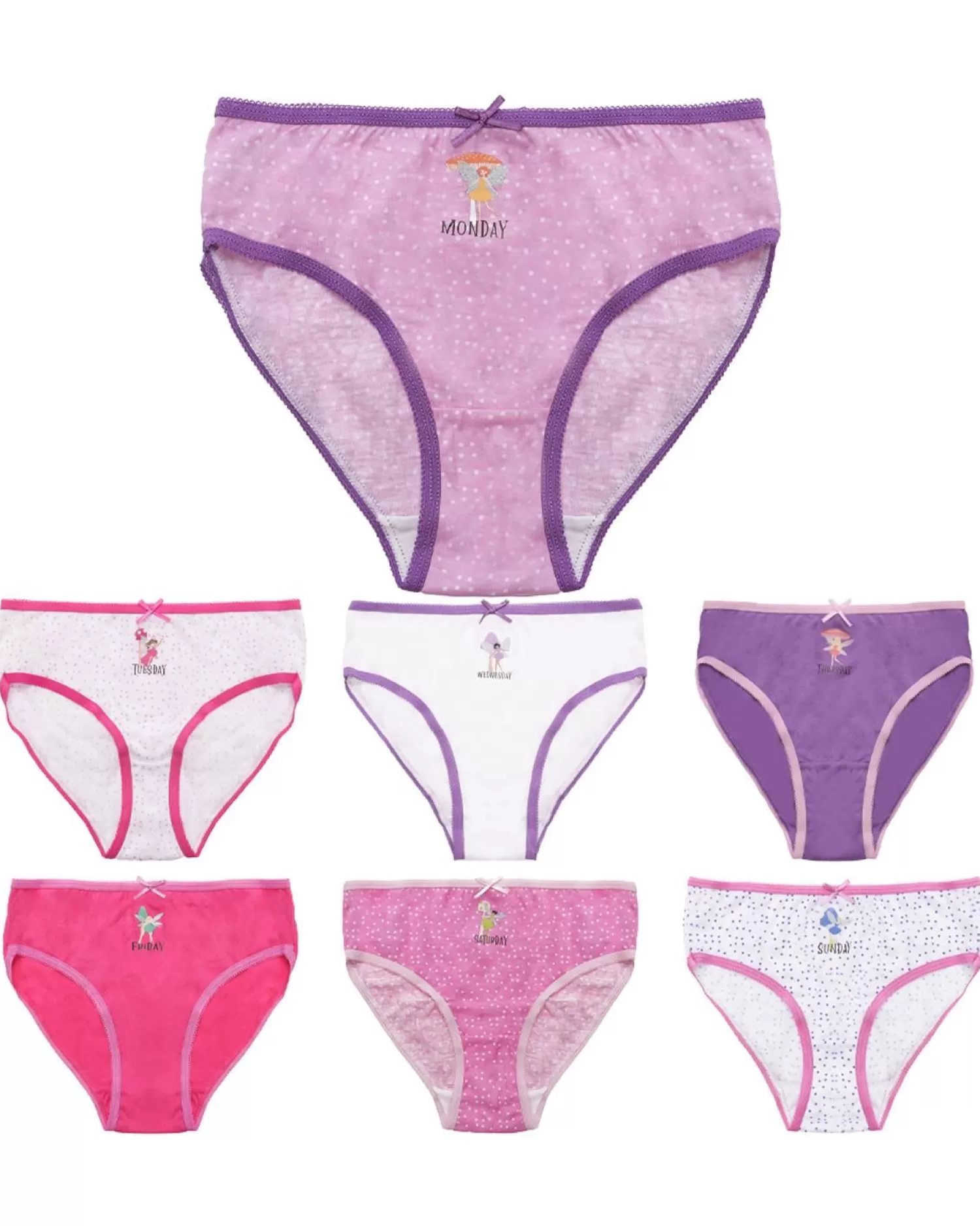 Kids Tom Franks Girls 7 Pack Fairy Knickers