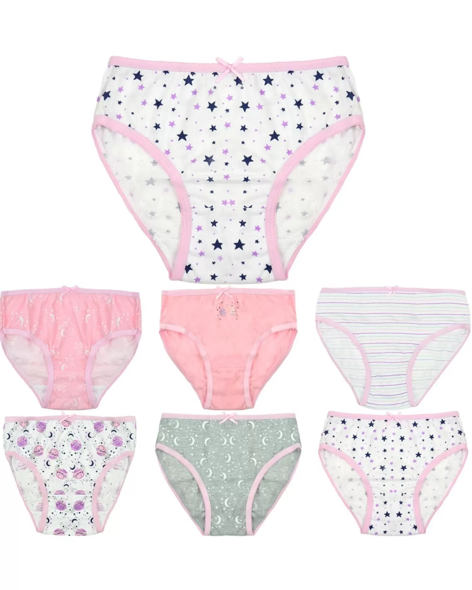 Kids Tom Franks Girls 7 Pack Moon & Stars Knickers