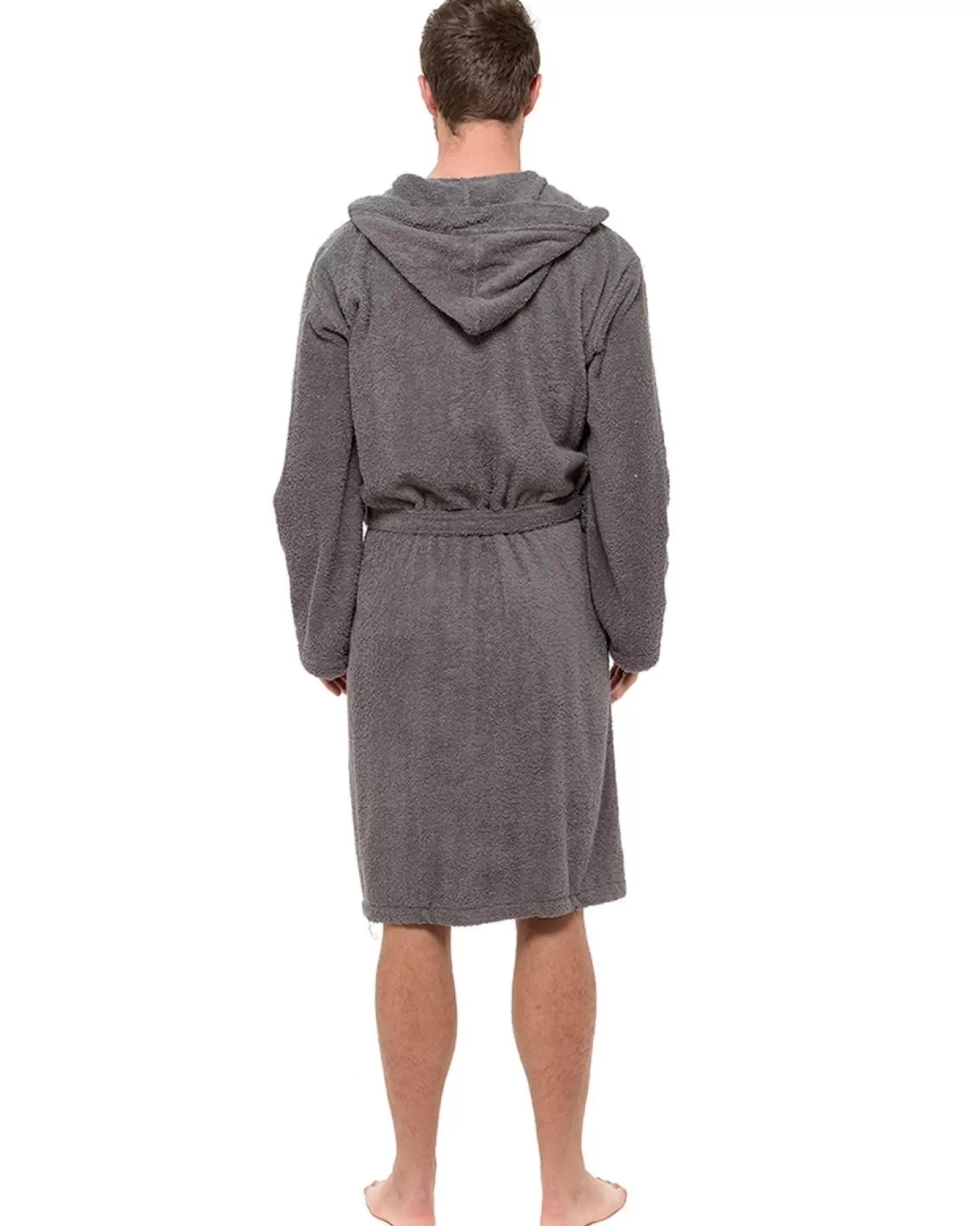 Men Tom Franks Hooded Towelling Dressing Gown - Grey