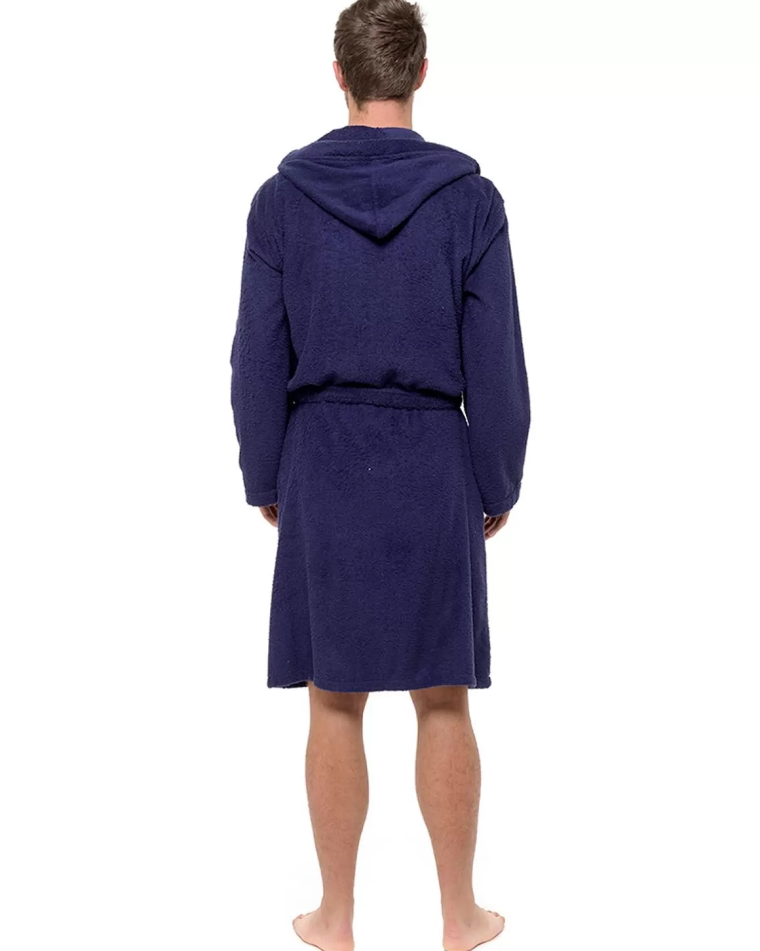 Men Tom Franks Hooded Towelling Dressing Gown - Navy