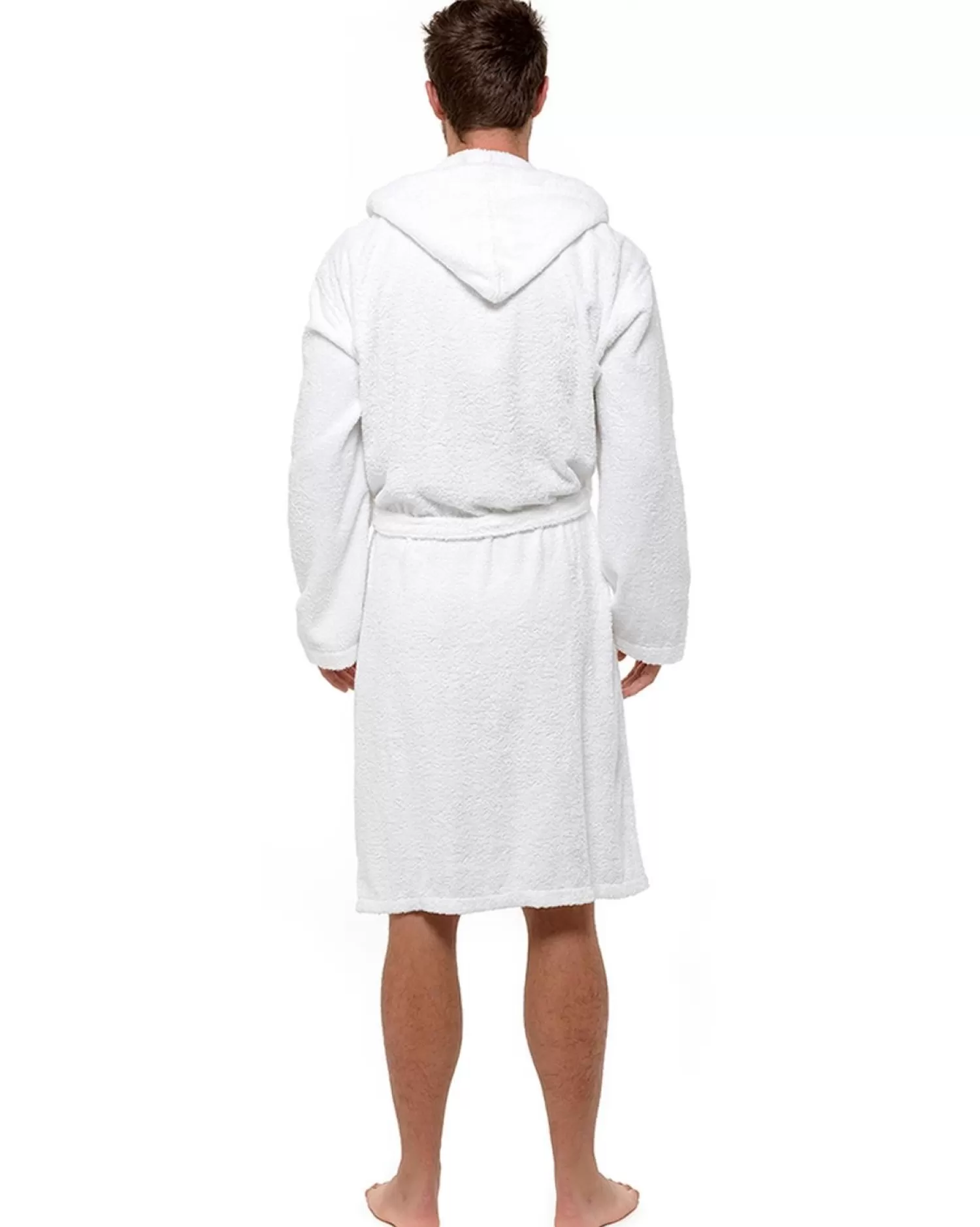 Men Tom Franks Hooded Towelling Dressing Gown - White