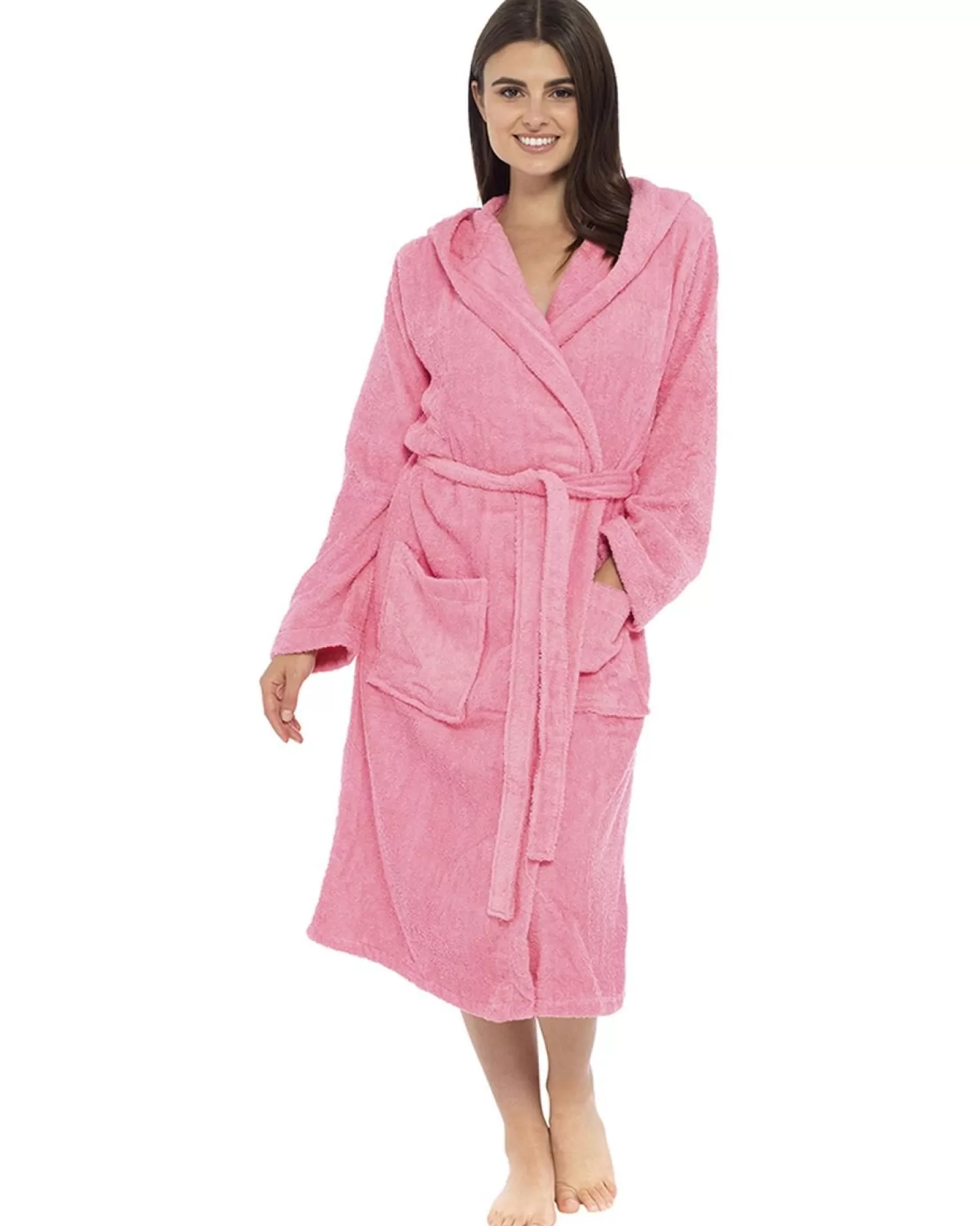 Tom Franks Dressing Gowns | Hooded Towelling Robe - Pink