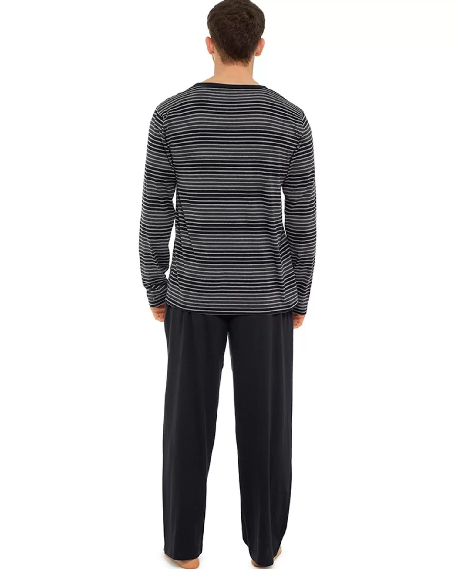 Men Tom Franks Jersey Cotton Long Pyjamas - Black