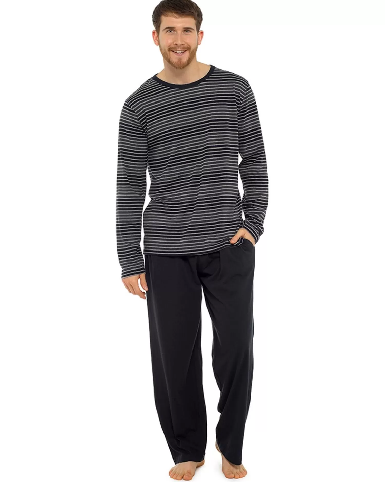 Men Tom Franks Jersey Cotton Long Pyjamas - Black