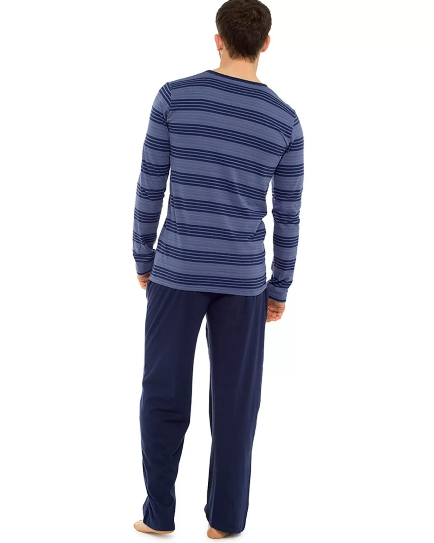 Men Tom Franks Jersey Cotton Long Pyjamas - Blue