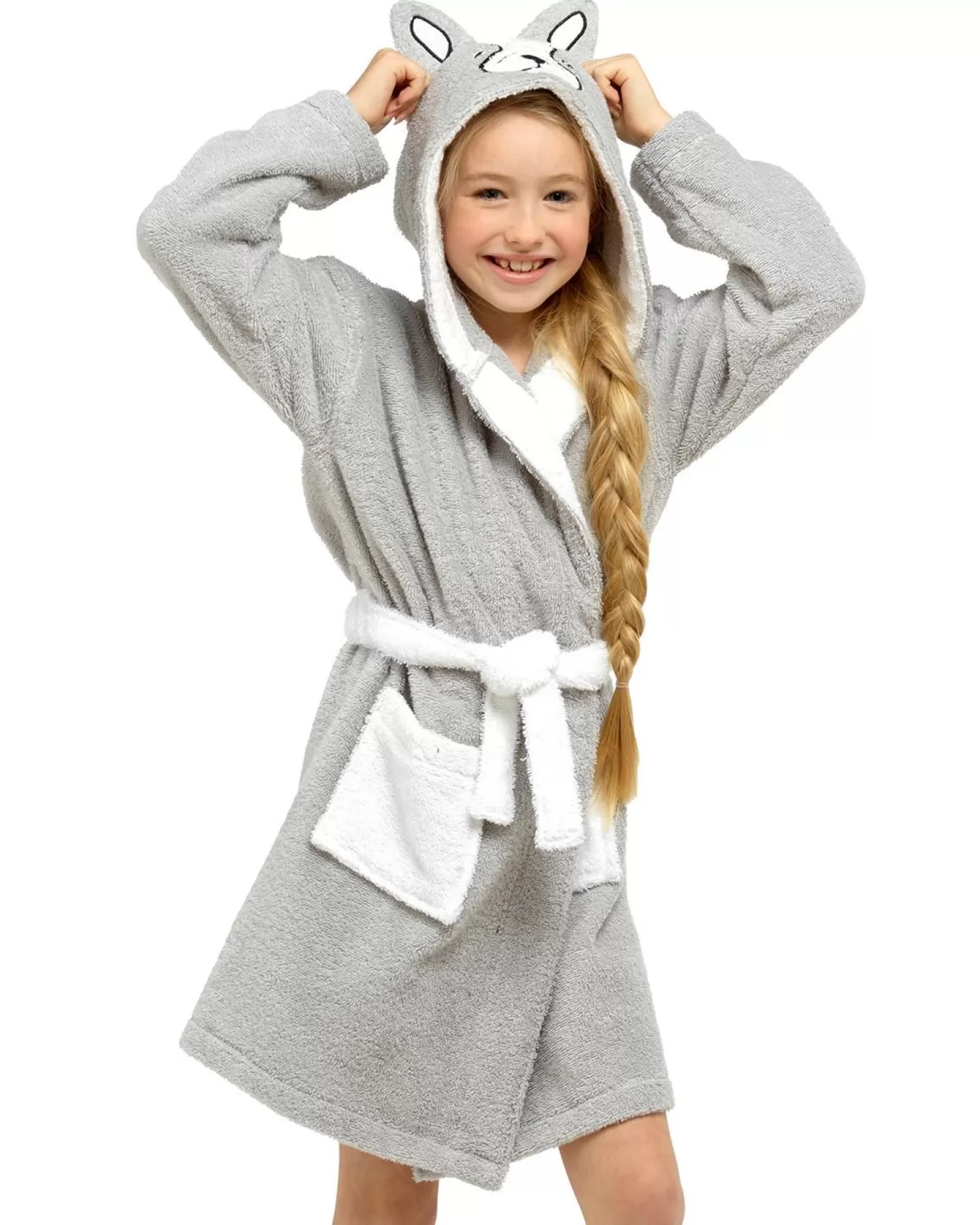 Kids Tom Franks Kids Grey Frenchie Towelling Dressing Gown