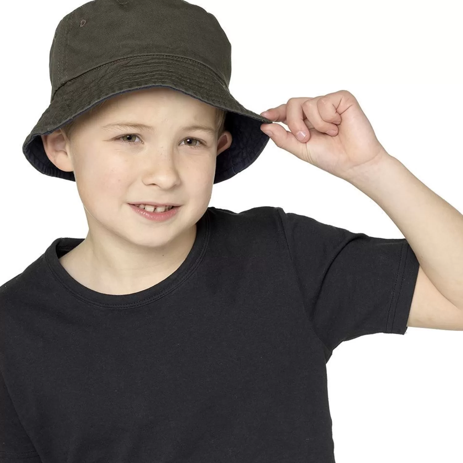 Kids Tom Franks Kids Reversible Bucket Hat - Khaki/Navy