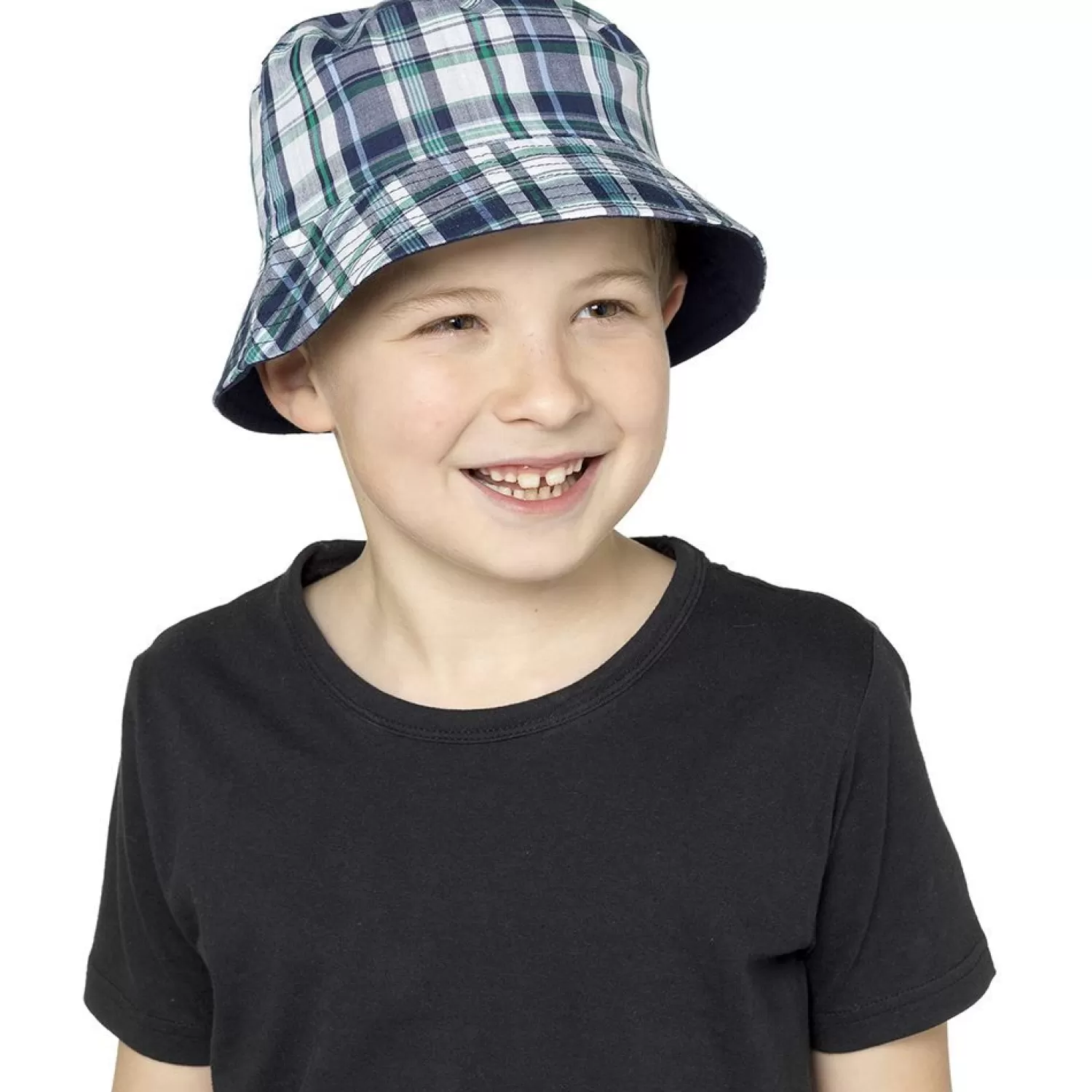 Kids Tom Franks Kids Reversible Bucket Hat - Navy Check