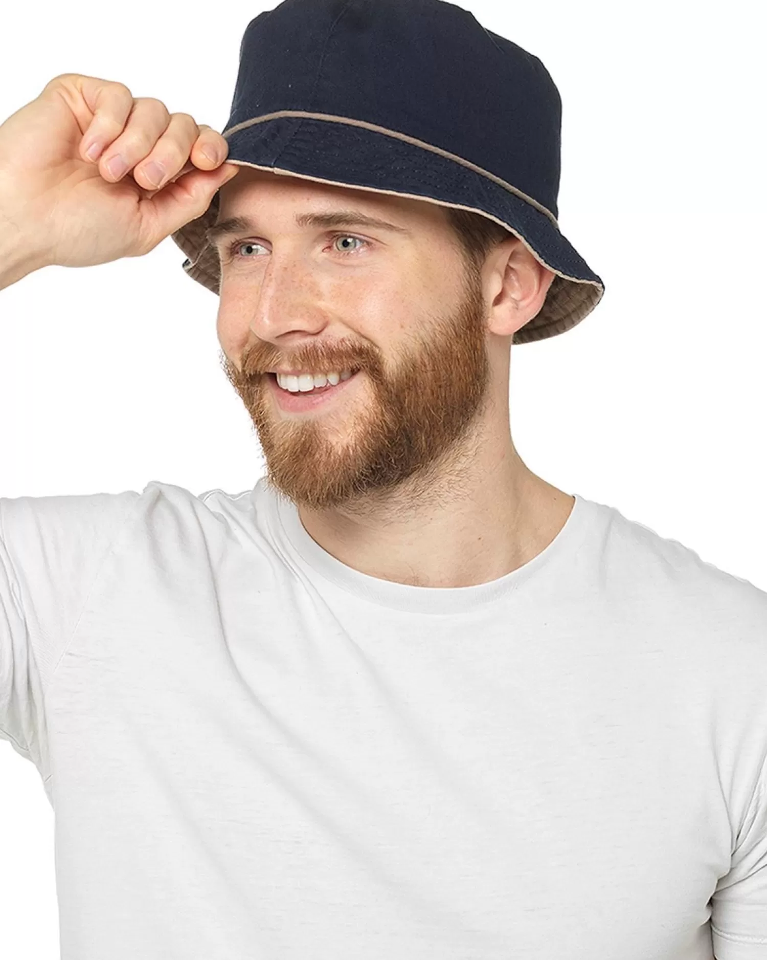 Men Tom Franks Reversible Cotton Bucket Hat - Navy/Beige