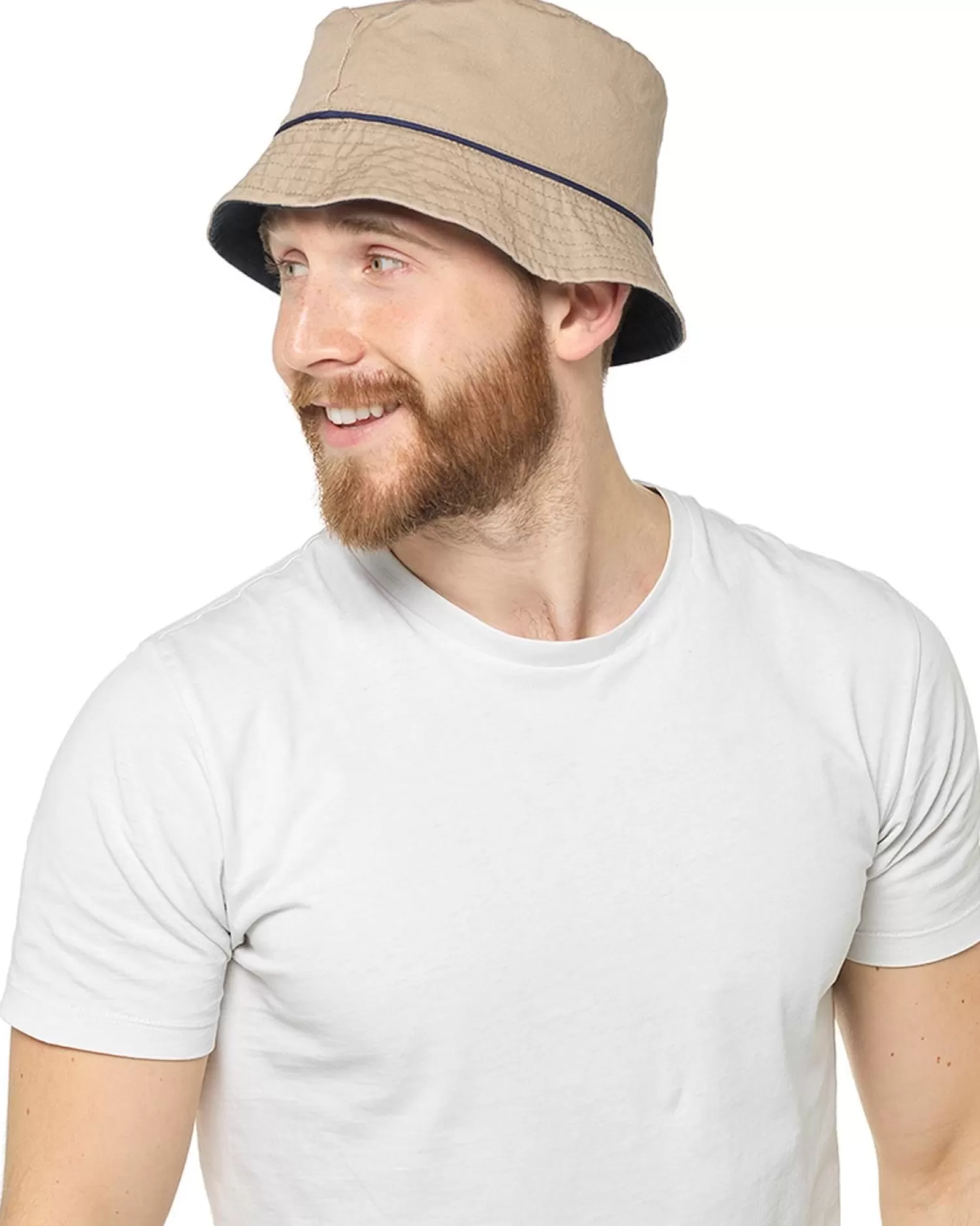 Men Tom Franks Reversible Cotton Bucket Hat - Navy/Beige