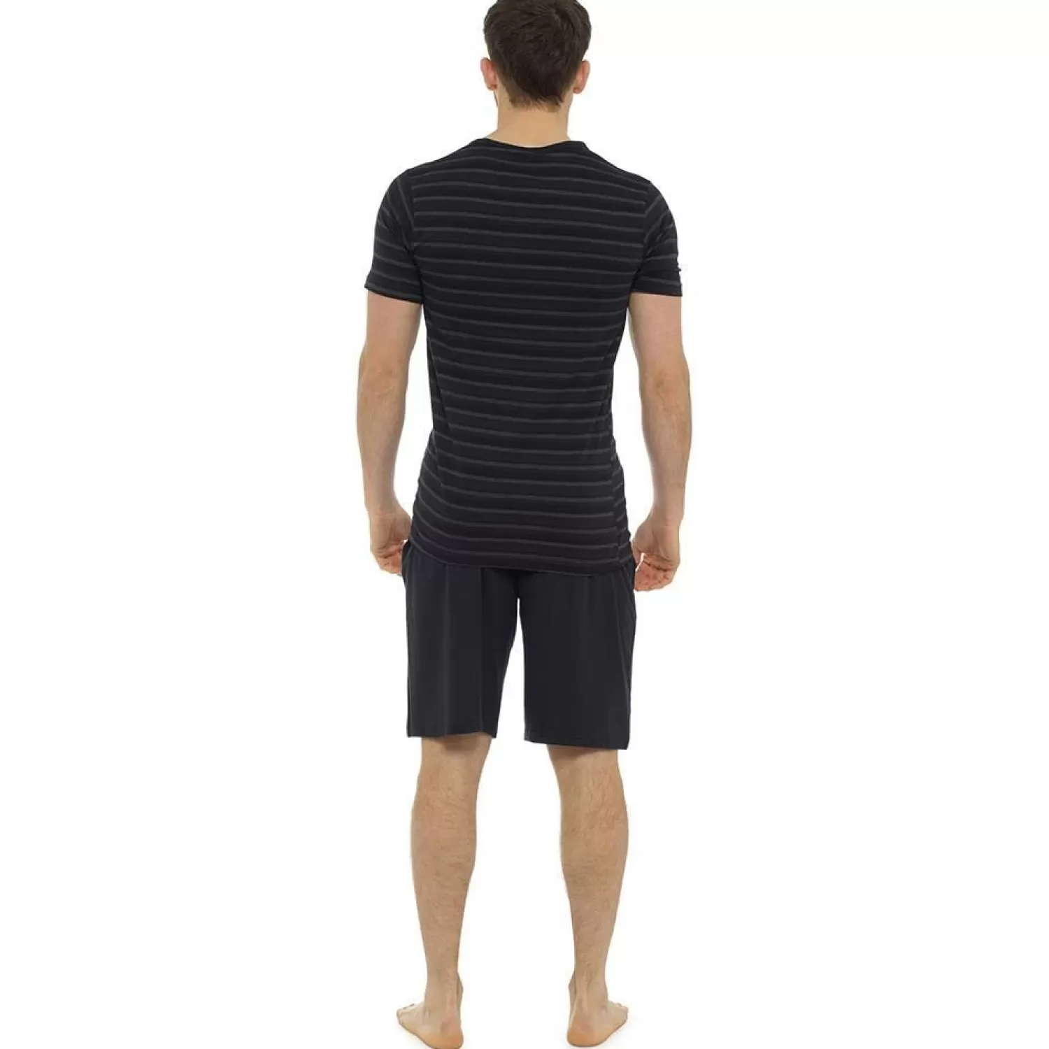 Men Tom Franks Striped Short Pyjamas - Black/Grey