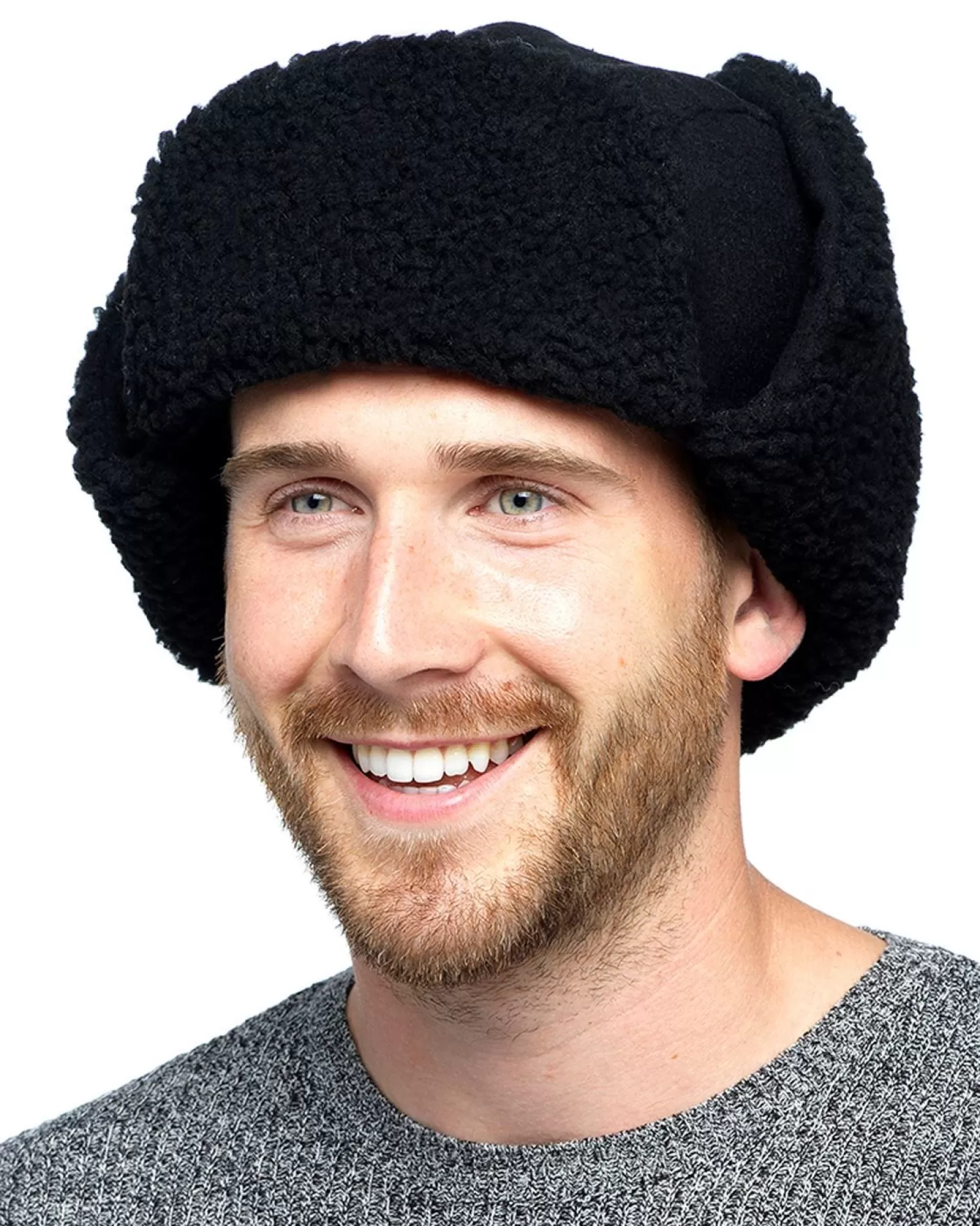 Men Tom Franks Trapper Hat With Borg Fleece Trim - Black