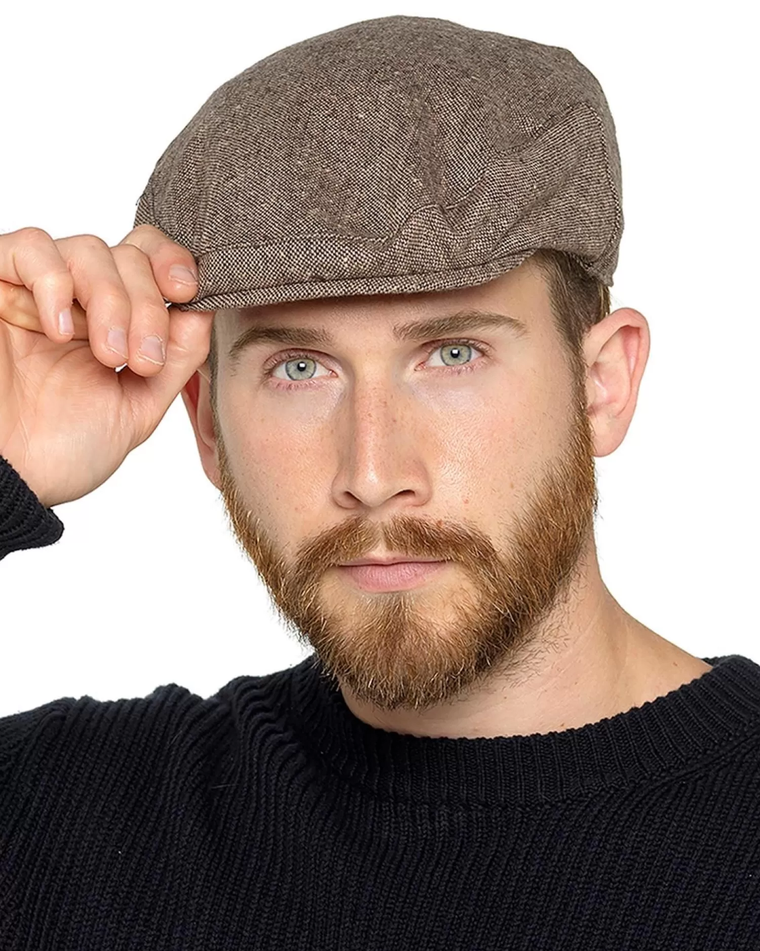 Men Tom Franks Wool Blend Flat Cap - Brown