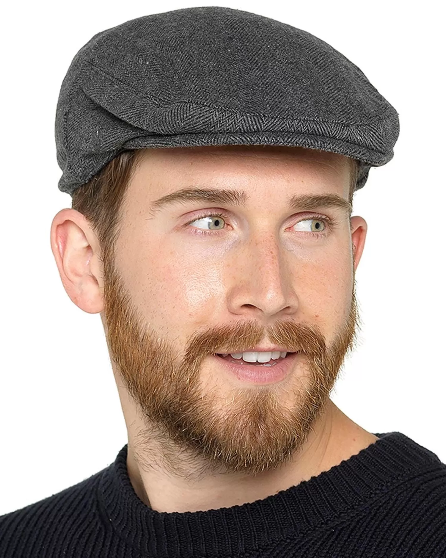 Men Tom Franks Wool Blend Flat Cap - Charcoal