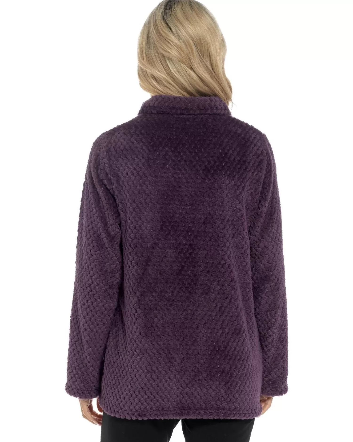 * Dressing Gowns | Waffle Fleece Zip Bed Jacket - Purple