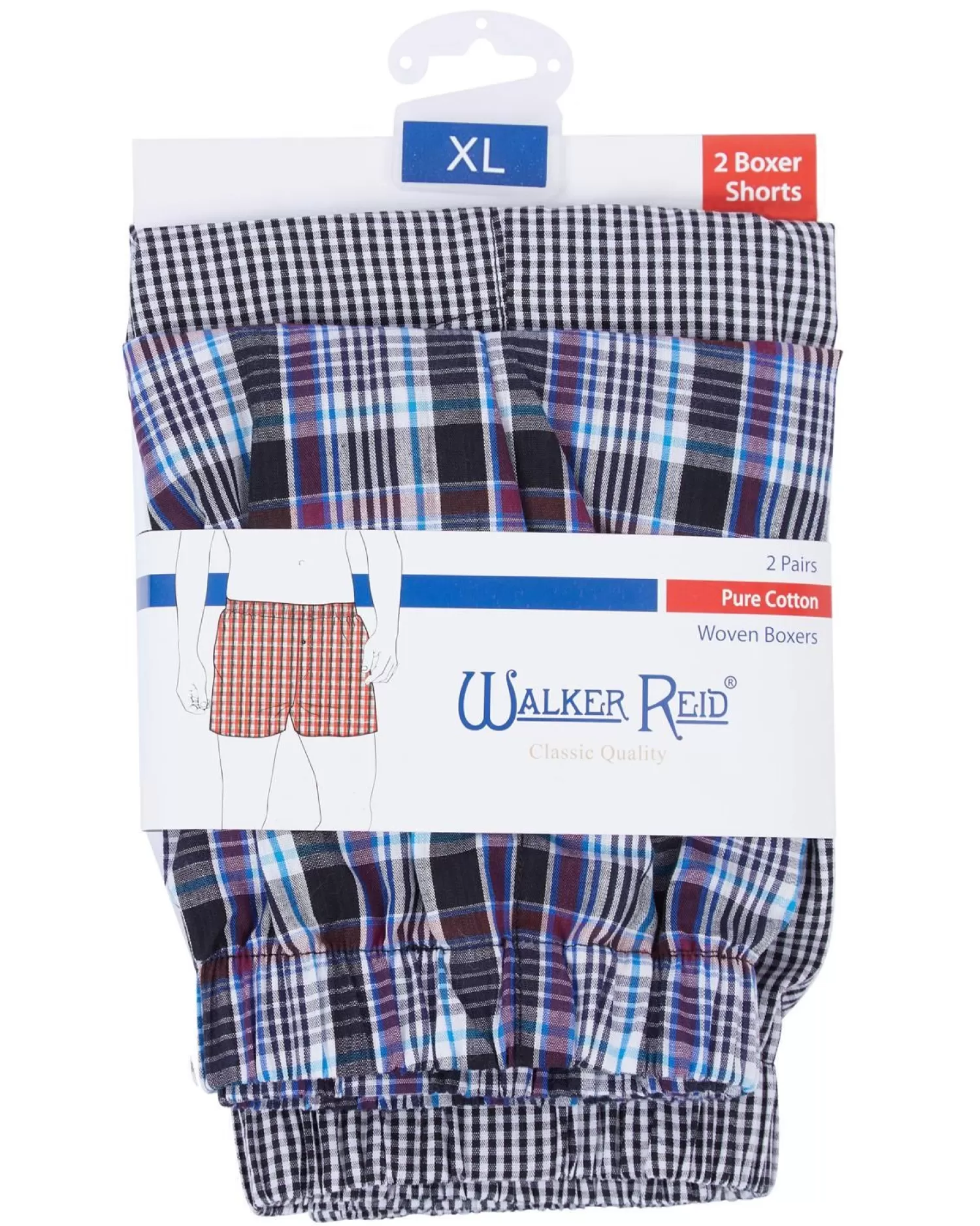 Men Walker Reid 2 Pack 100% Cotton Boxers - Black