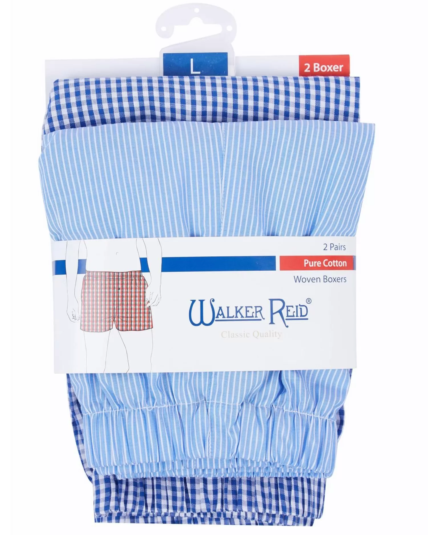 Men Walker Reid 2 Pack 100% Cotton Boxers - Blue