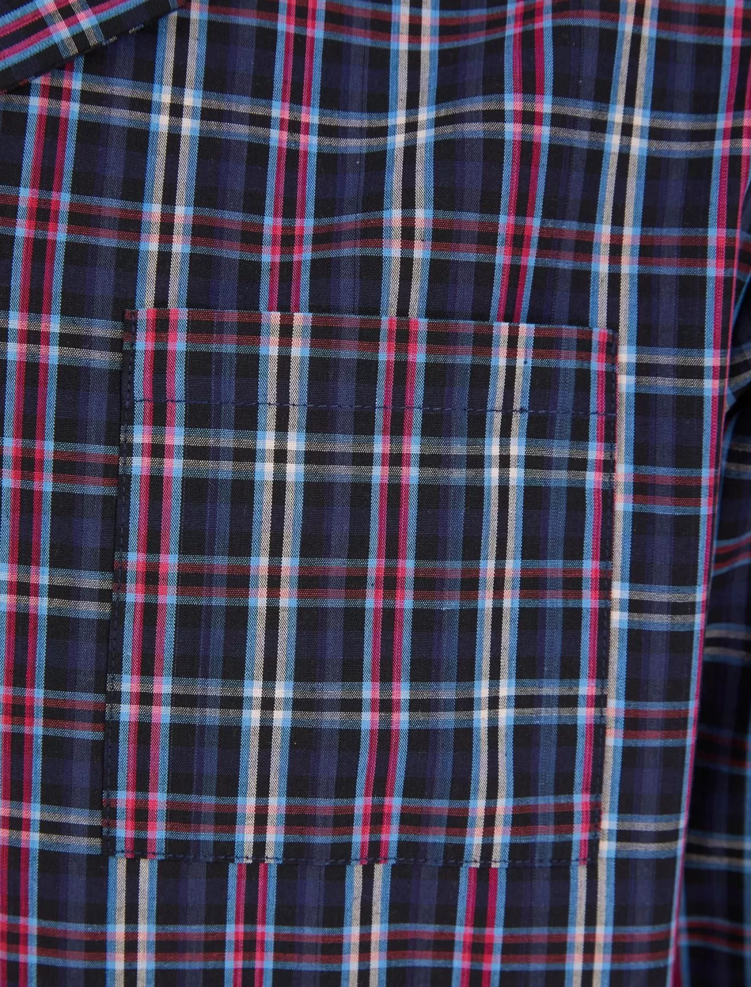 Men Walker Reid 42" 100% Woven Cotton Check Nightshirt - Navy