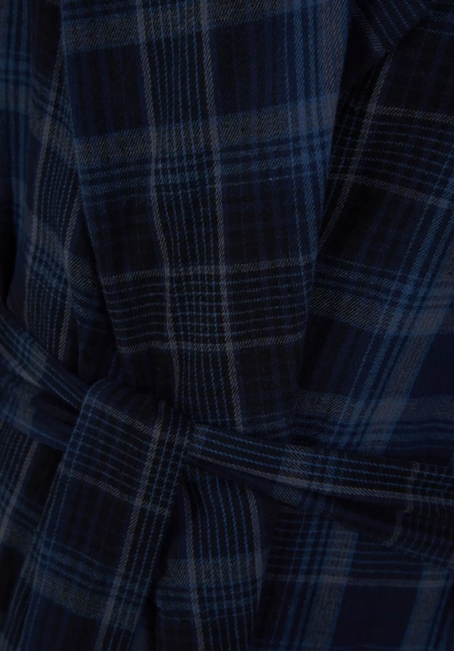 Men Walker Reid Brushed Cotton Check Dressing Gown - Navy