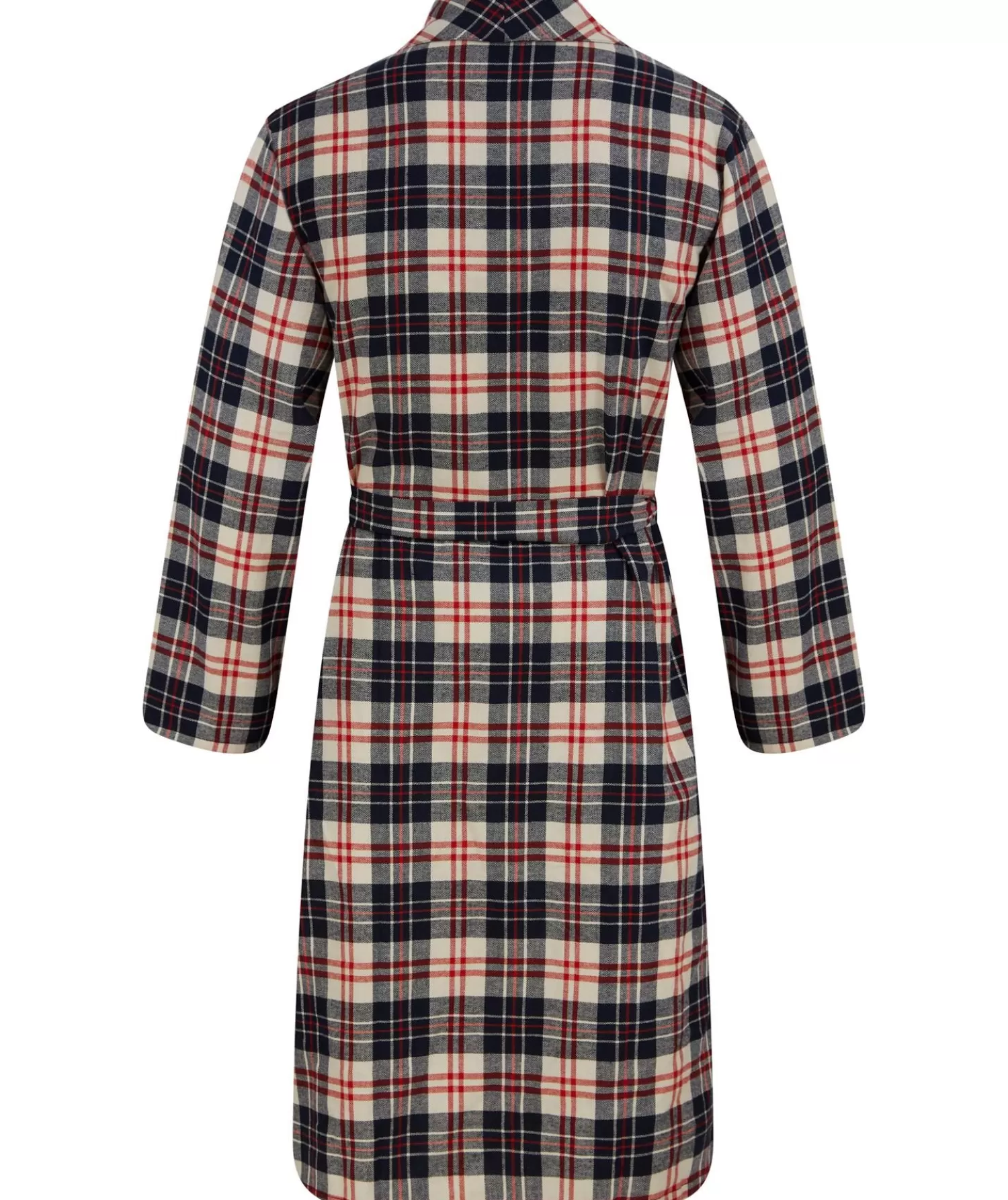 Men Walker Reid Brushed Cotton Check Dressing Gown - Red