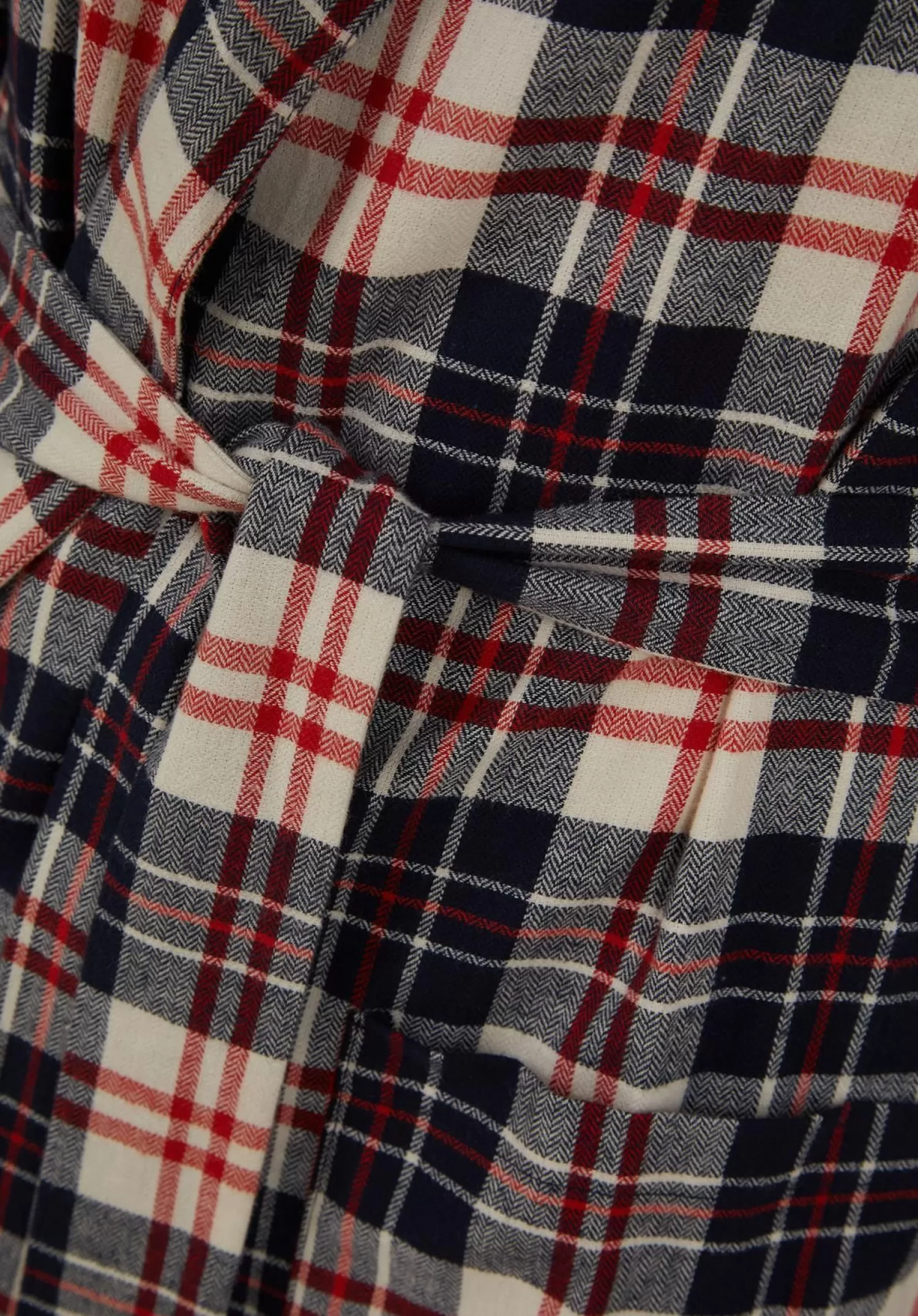 Men Walker Reid Brushed Cotton Check Dressing Gown - Red