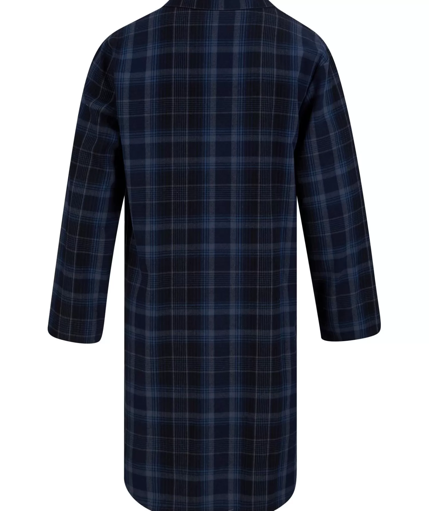 Men Walker Reid Brushed Cotton Check Nightshirt - Navy