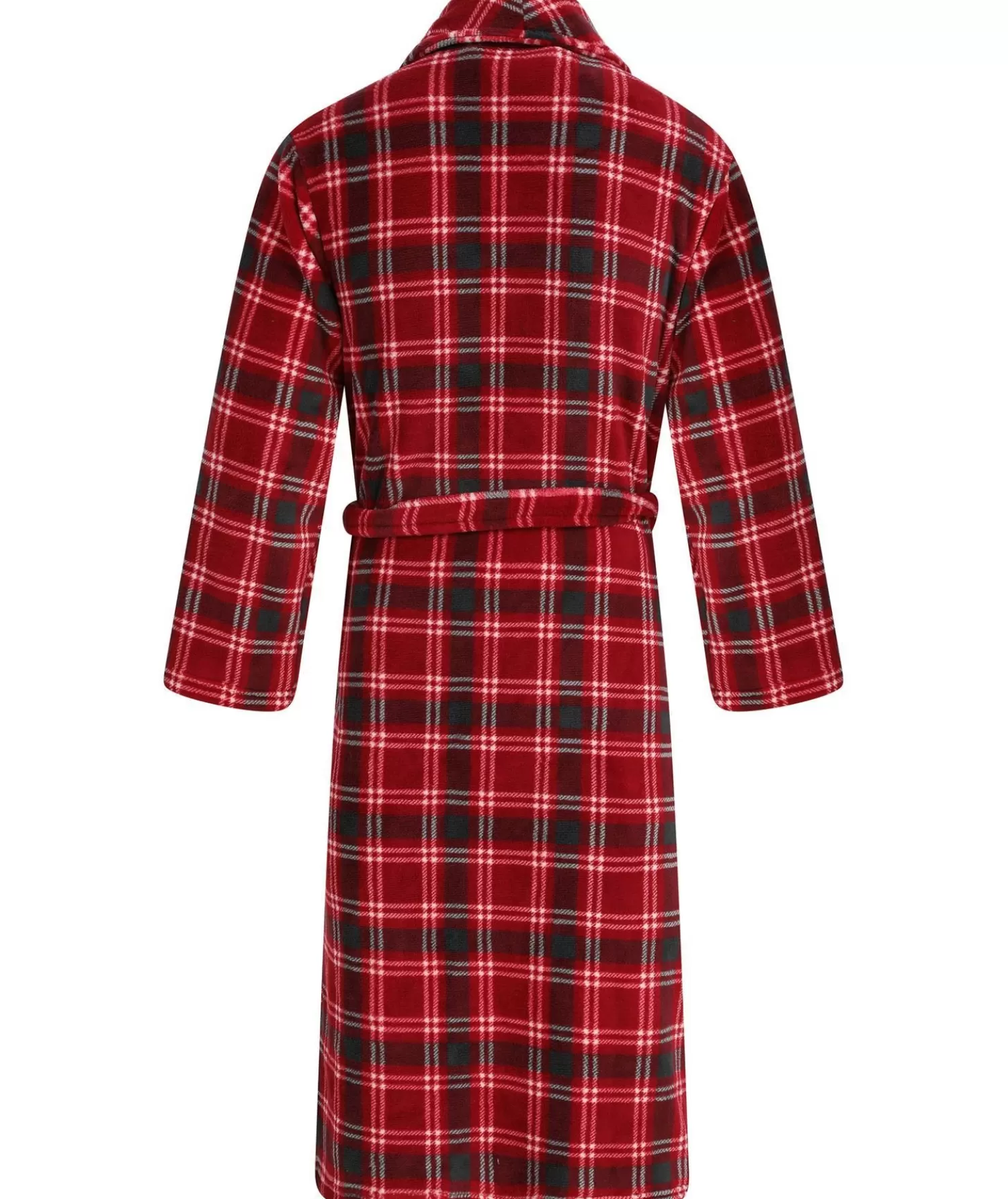 Men Walker Reid Check Coral Fleece Robe - Red