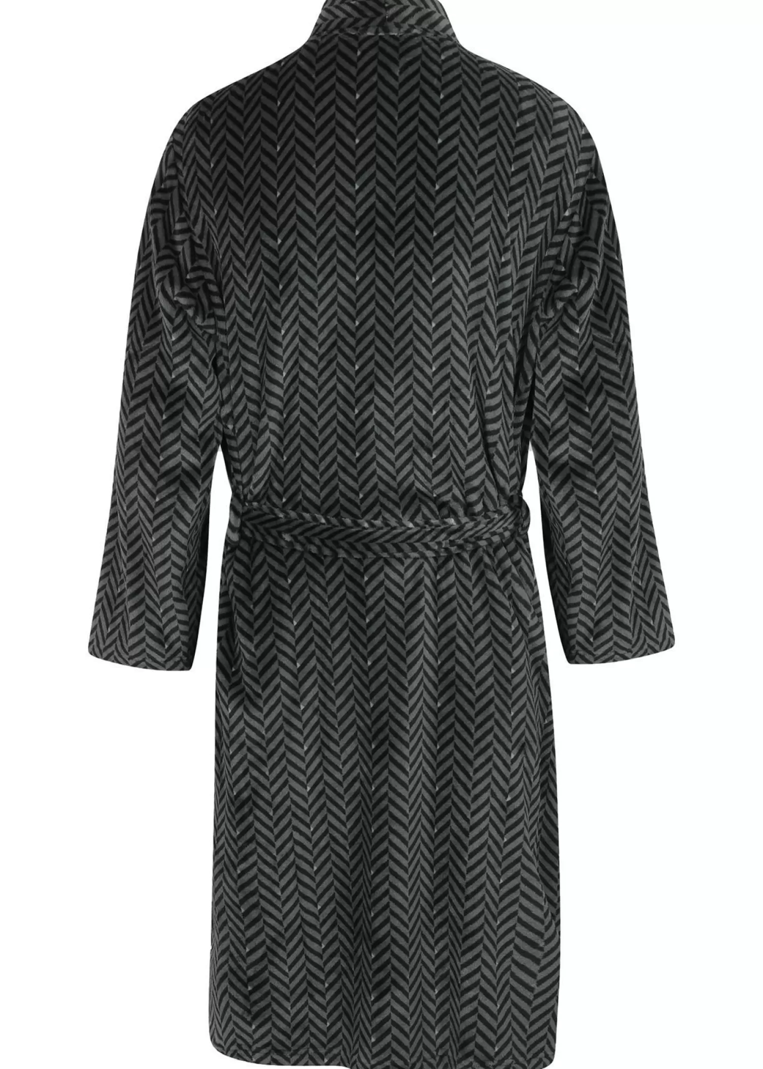 Men Walker Reid Herringbone Coral Fleece Robe - Grey