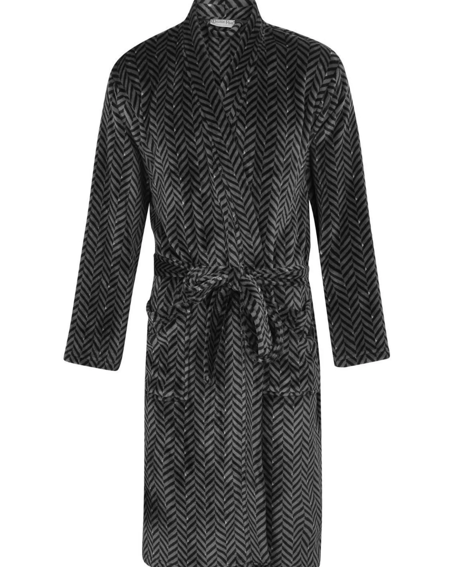 Men Walker Reid Herringbone Coral Fleece Robe - Grey
