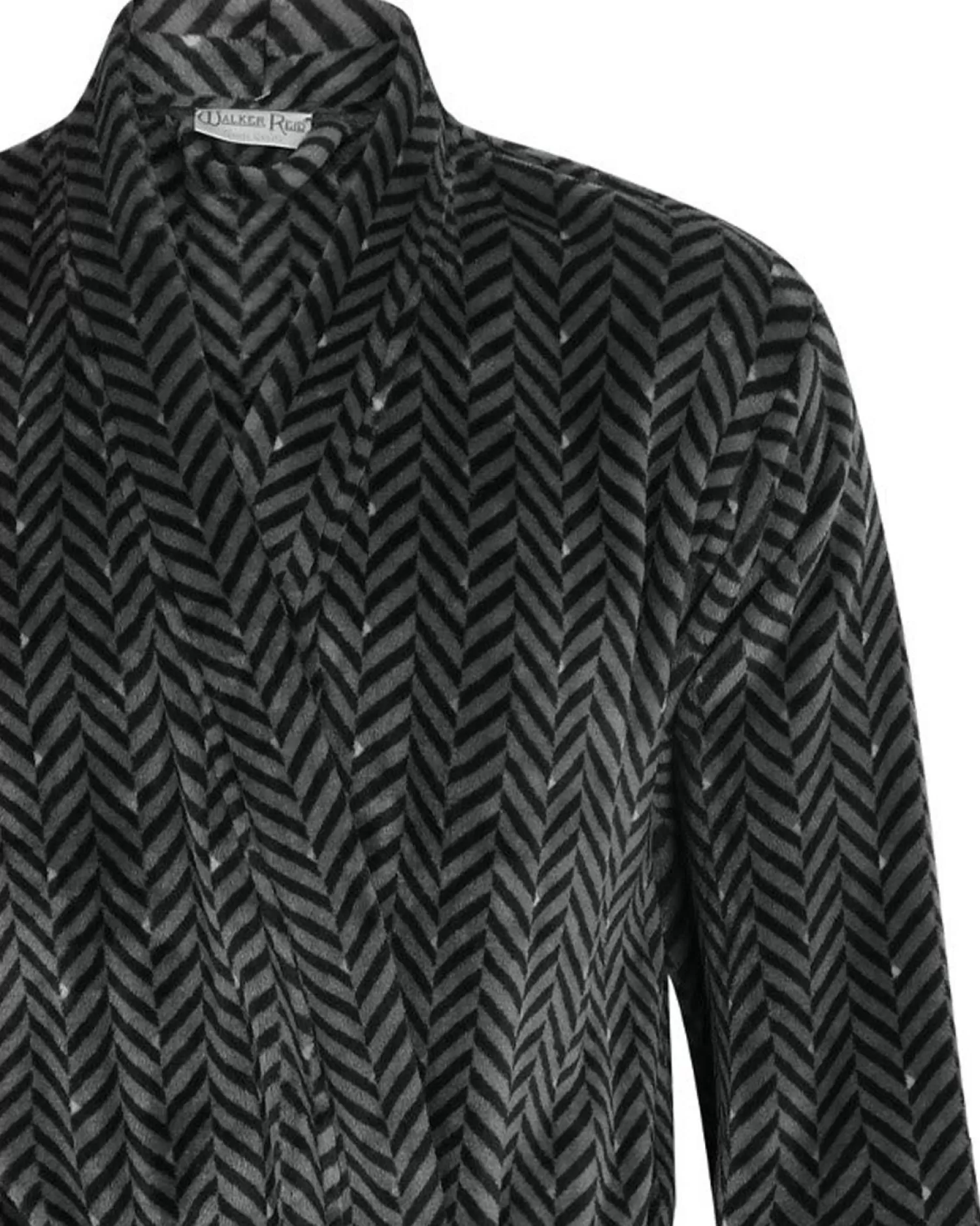 Men Walker Reid Herringbone Coral Fleece Robe - Grey