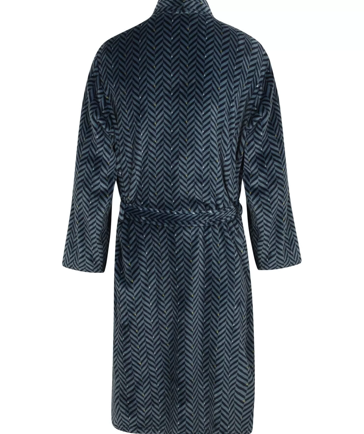 Men Walker Reid Herringbone Coral Fleece Robe - Navy