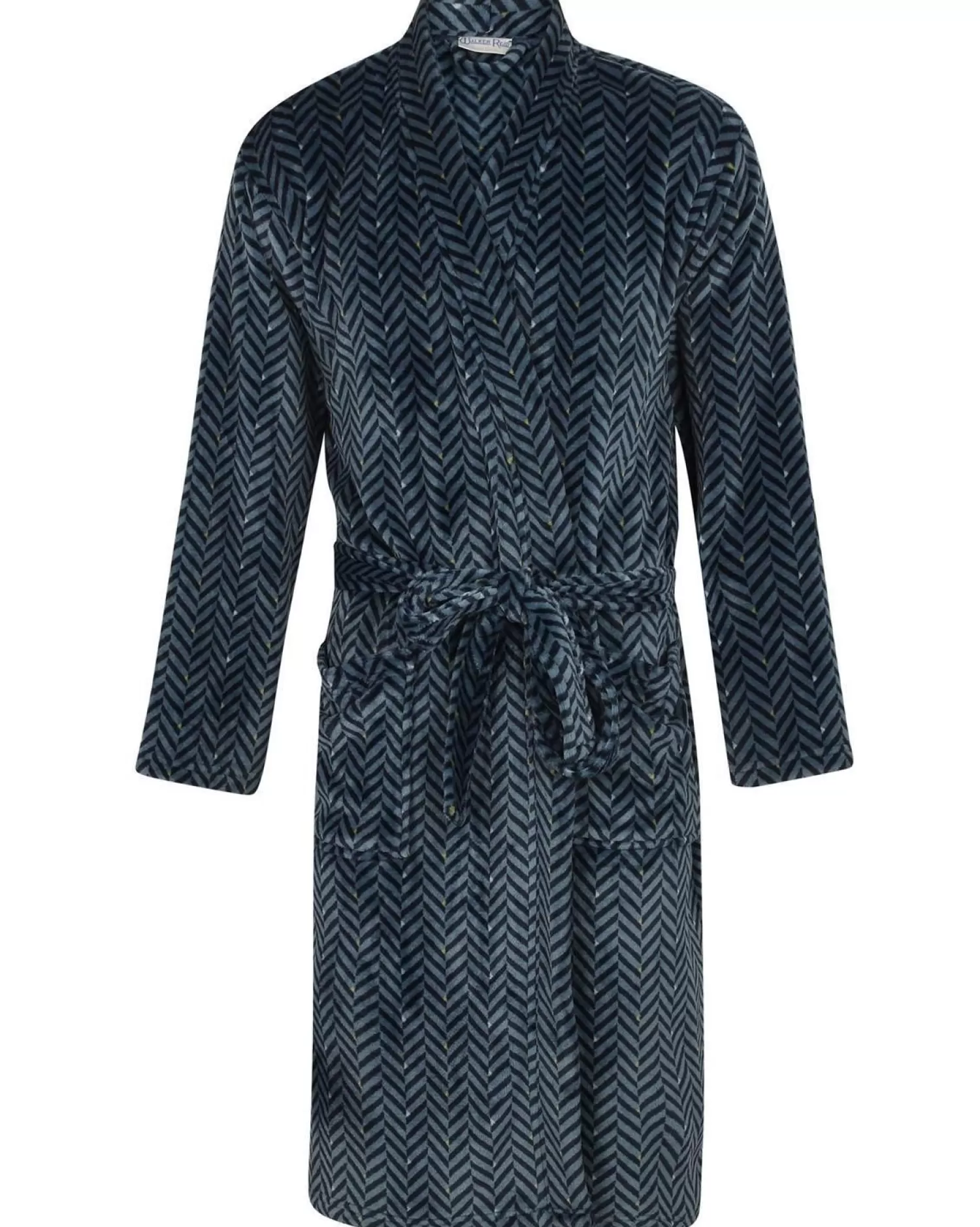 Men Walker Reid Herringbone Coral Fleece Robe - Navy