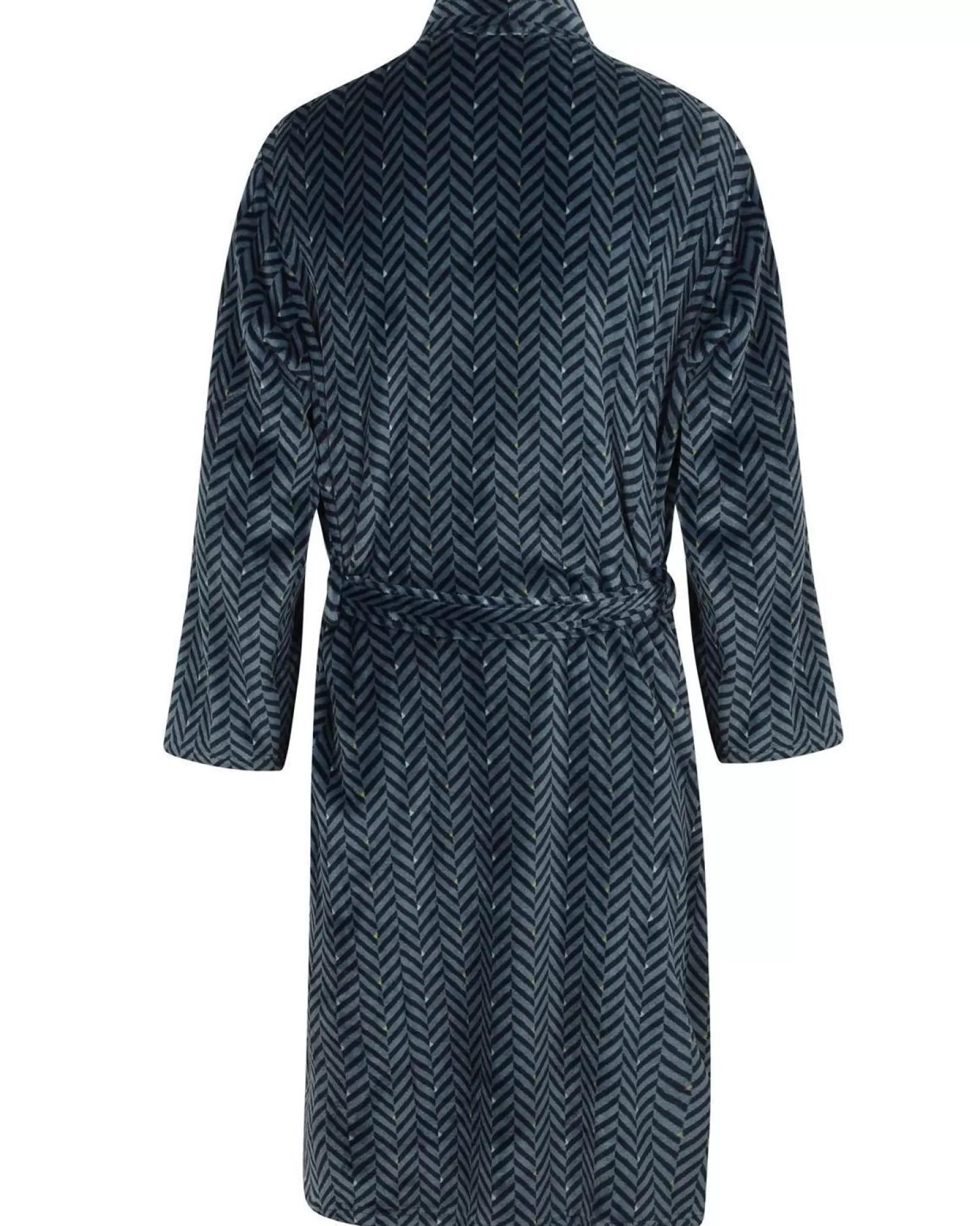 Men Walker Reid Herringbone Coral Fleece Robe - Navy