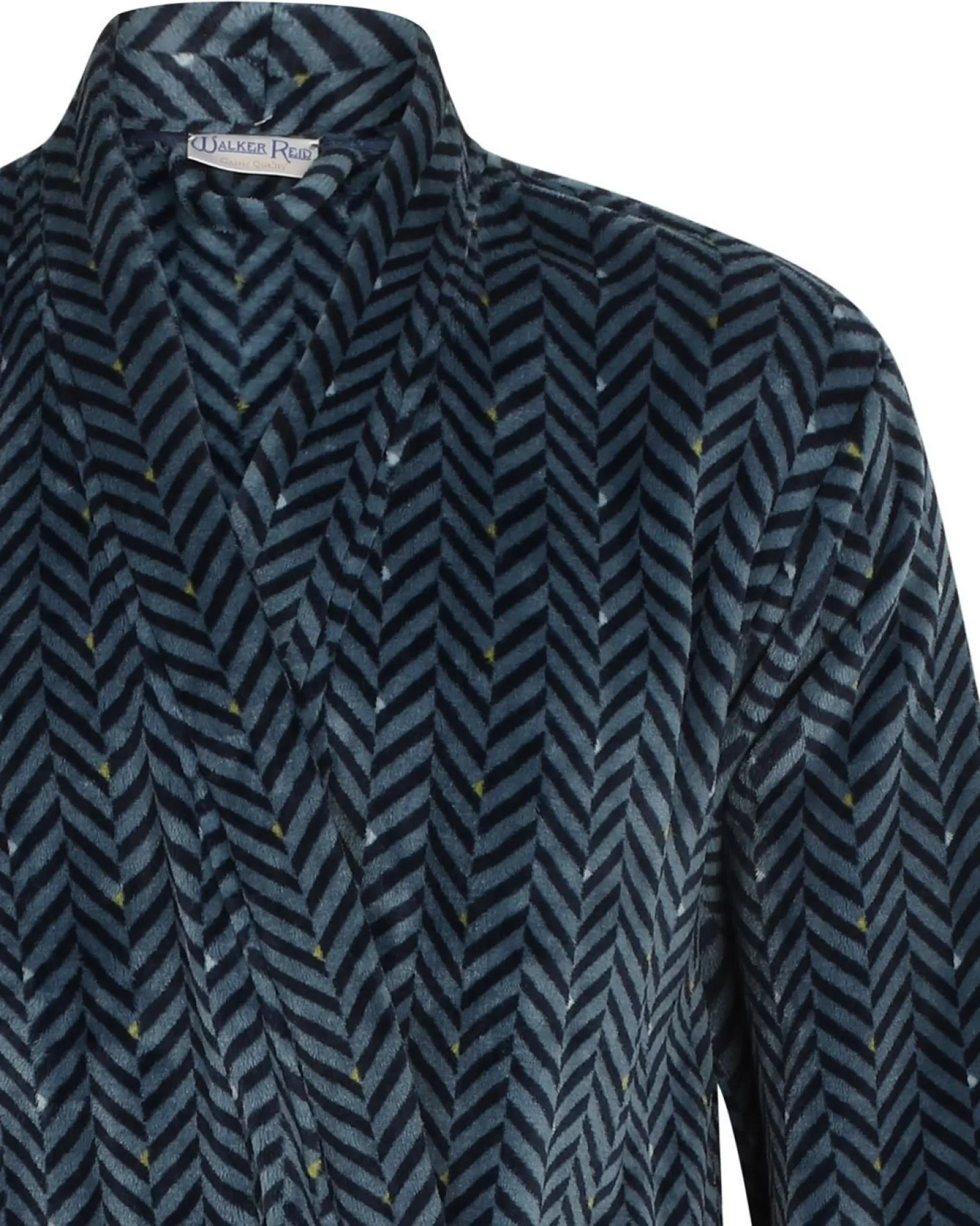 Men Walker Reid Herringbone Coral Fleece Robe - Navy