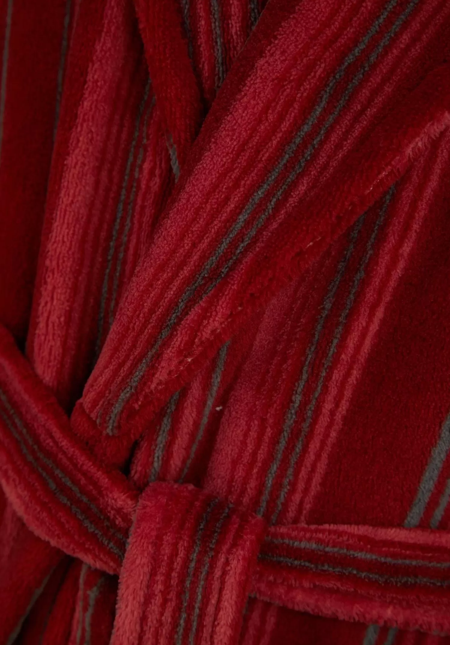 Men Walker Reid Stripe Coral Fleece Dressing Gown - Red