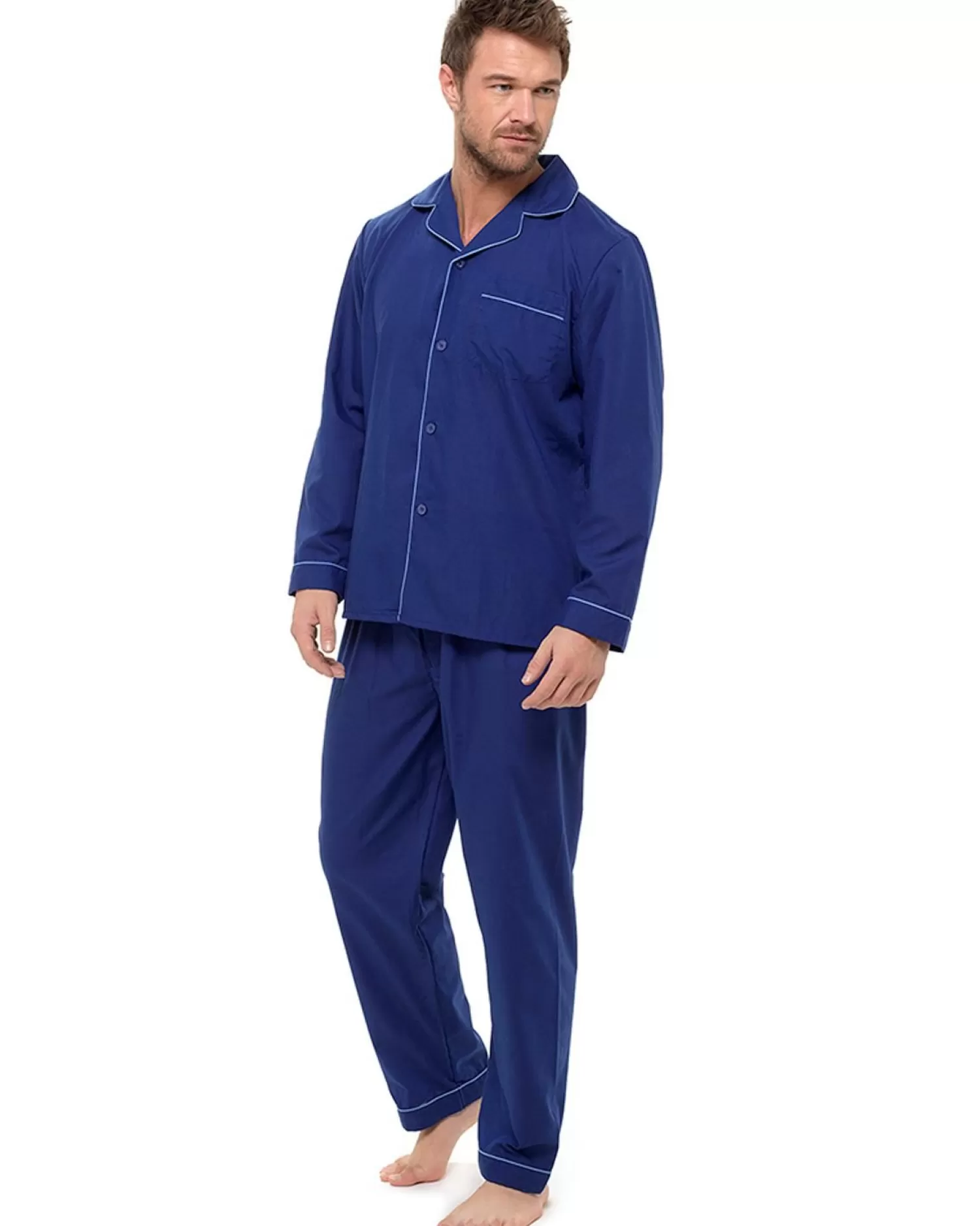 Men Walter Grange Tailored Button Pyjamas - Navy