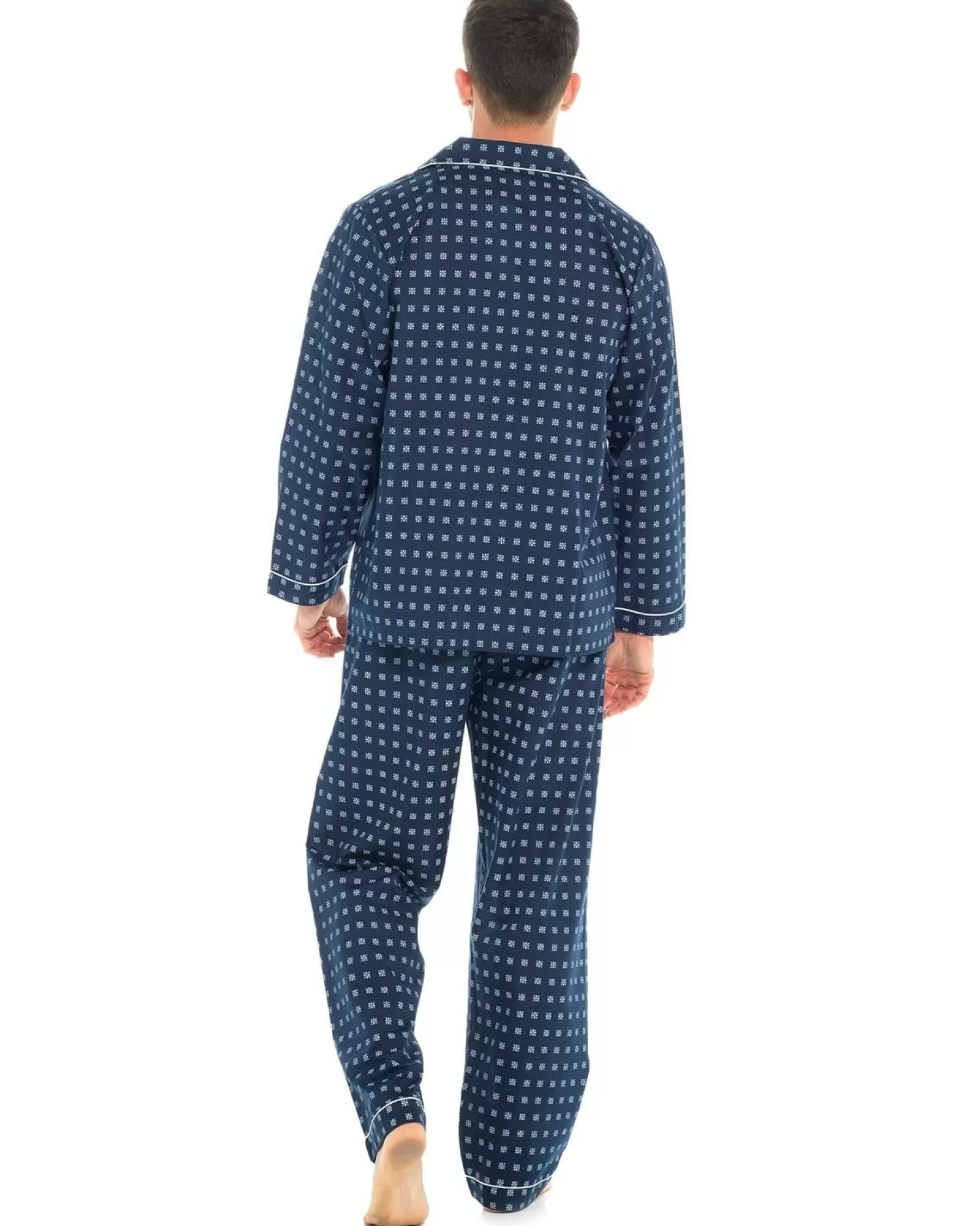 Men Walter Grange Traditional Polycotton Pyjamas - Blue Print